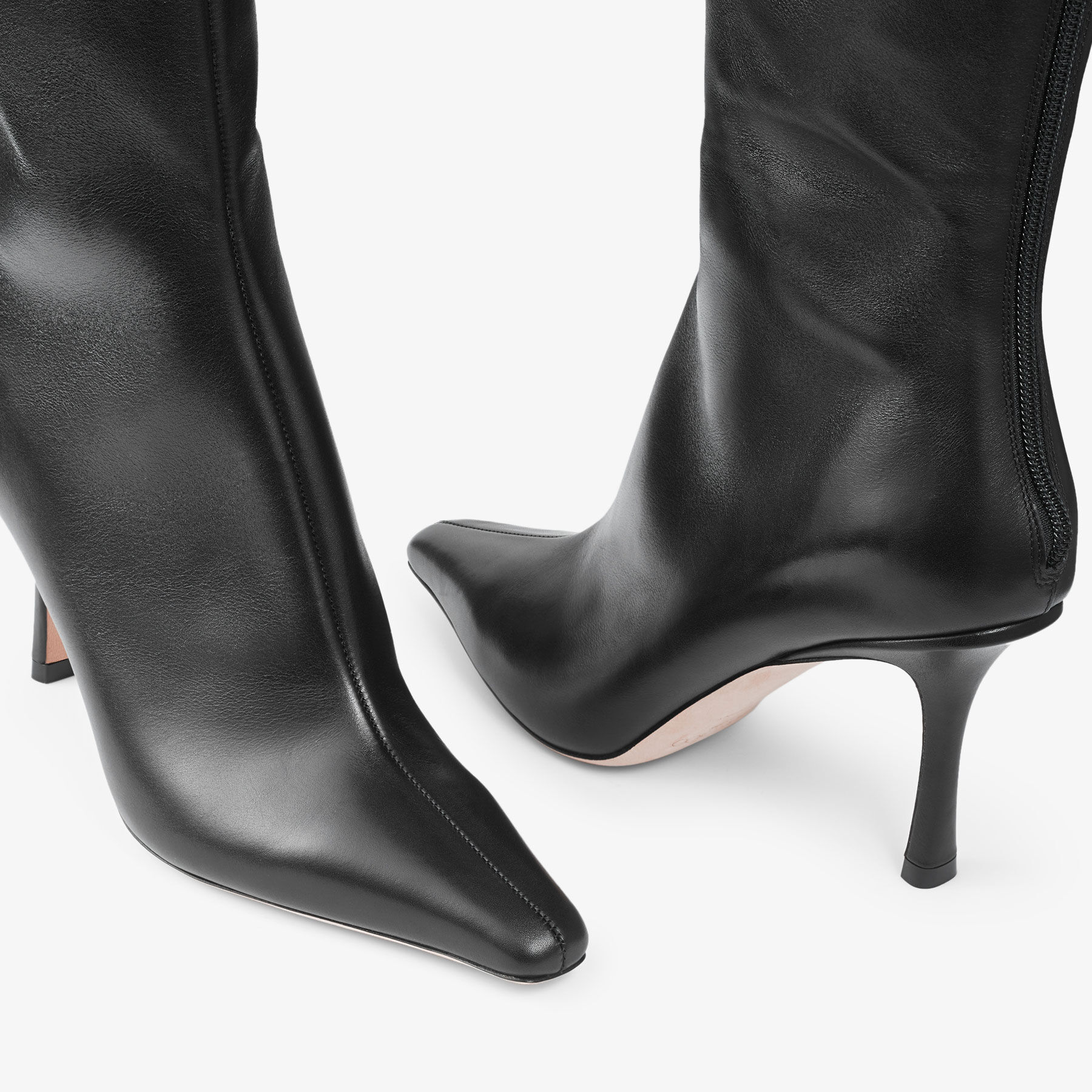 AGATHE KB 85 | Black Calf Leather Knee-High Boots | Autumn 
