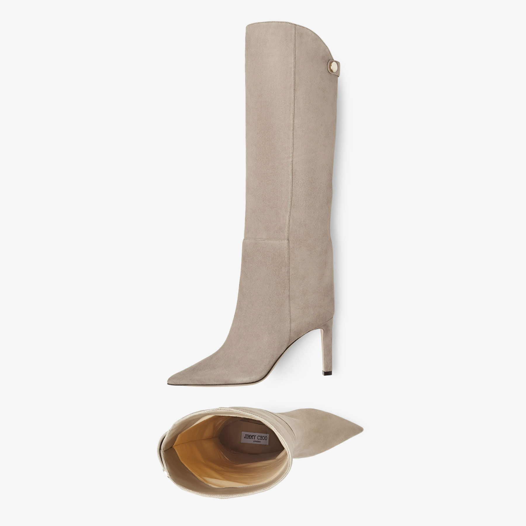 ALIZZE KB 85 Taupe Suede Knee High Boots Autumn Collection
