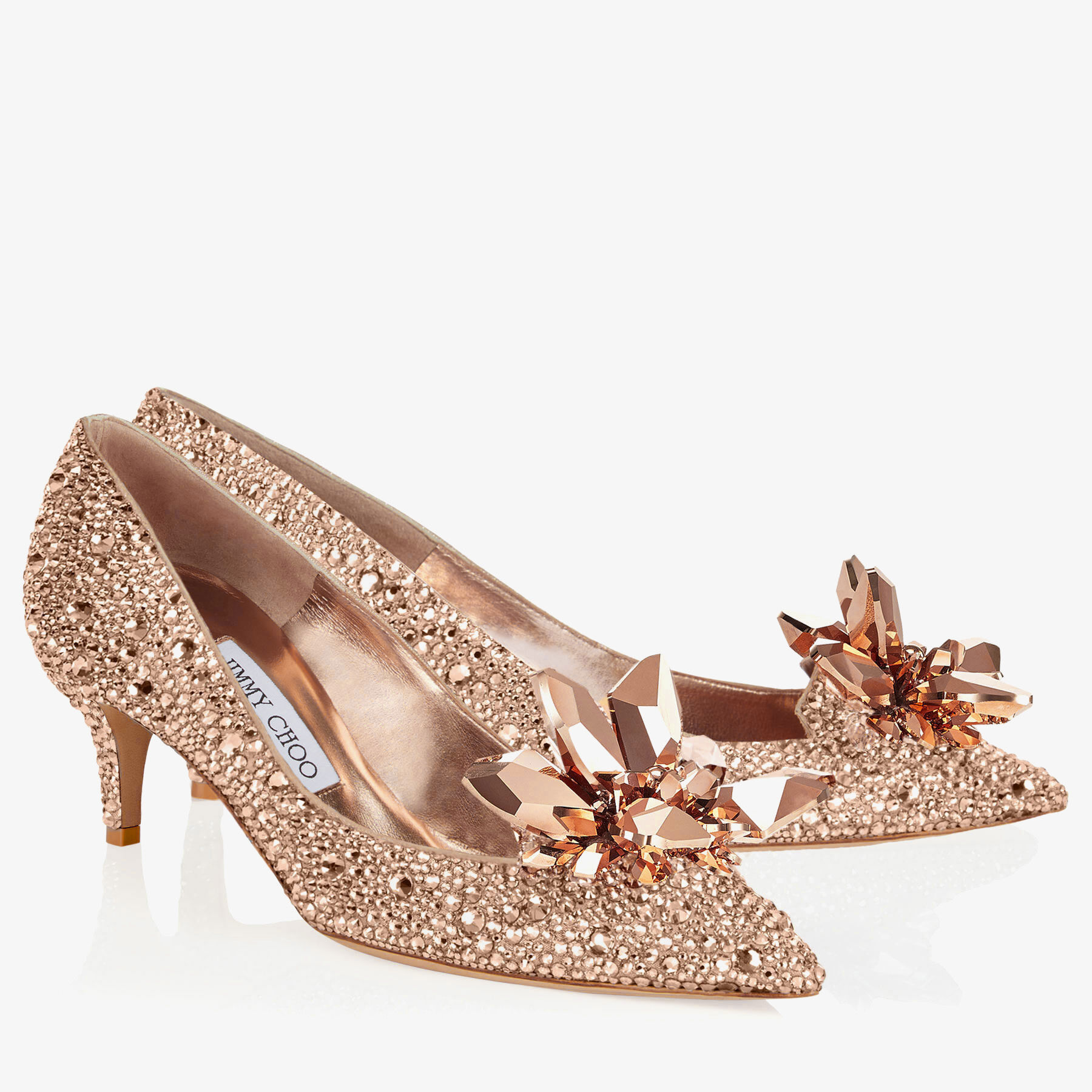 Rose Gold Crystal Covered Pointy Toe Pumps | ALLURE | Pre Fall 18 ...