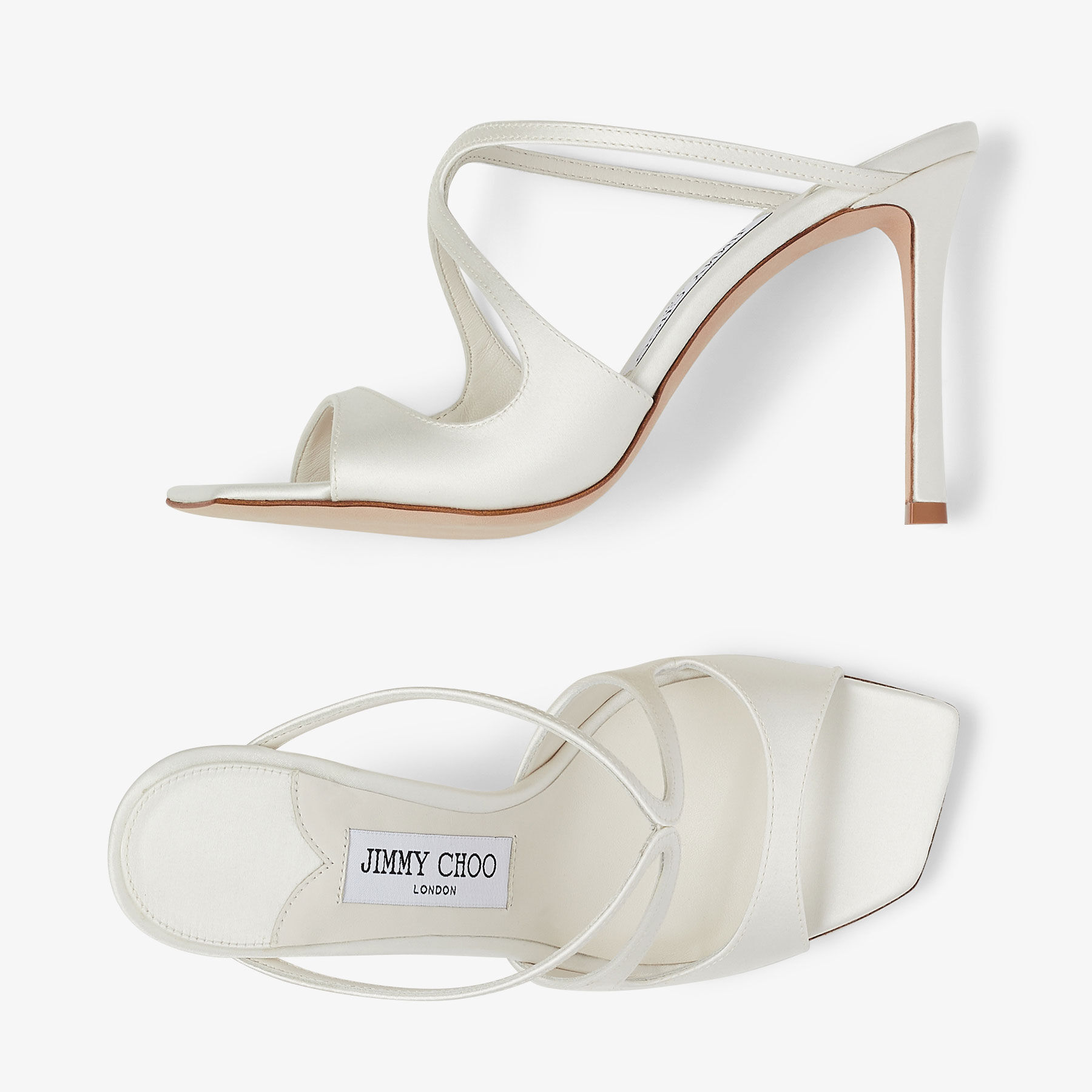 ANISE 95 | Ivory Satin Mules | Winter 2022 collection | JIMMY CHOO