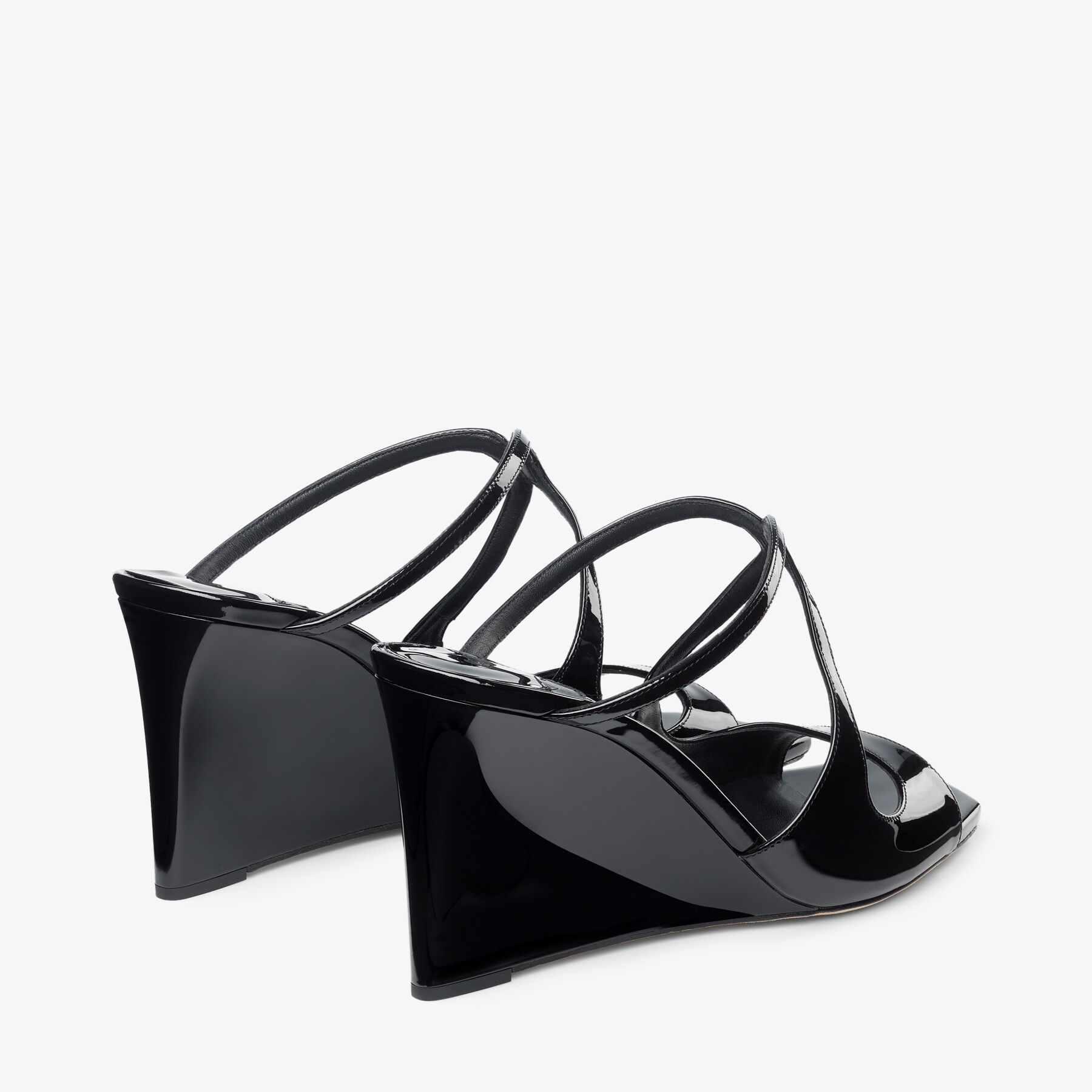 ANISE WEDGE 85 | Black Patent Leather Wedge Mules | Summer 