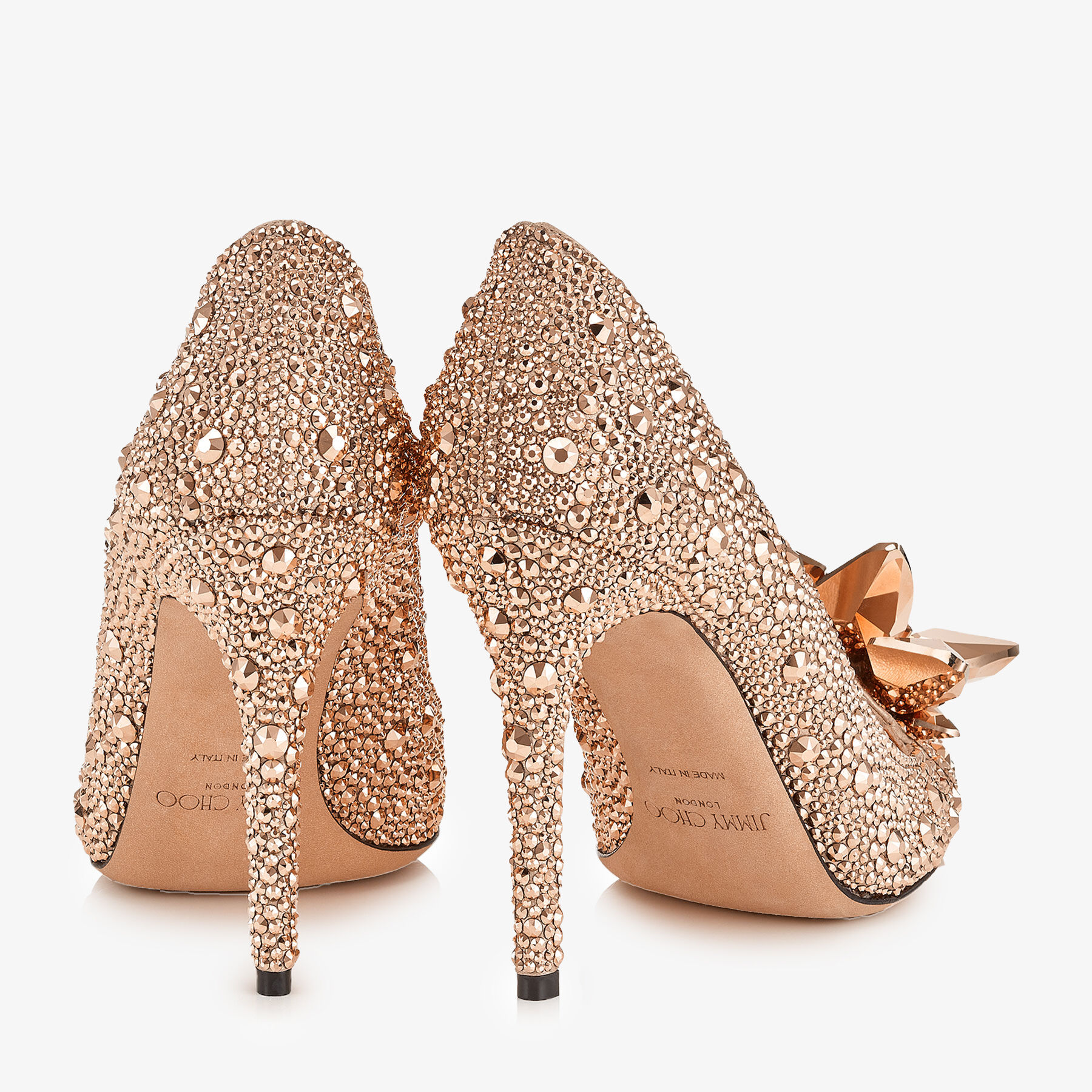 Rose Gold Crystal Covered Pointy Toe Pumps ARI Pre Fall 18 JIMMY CHOO CA
