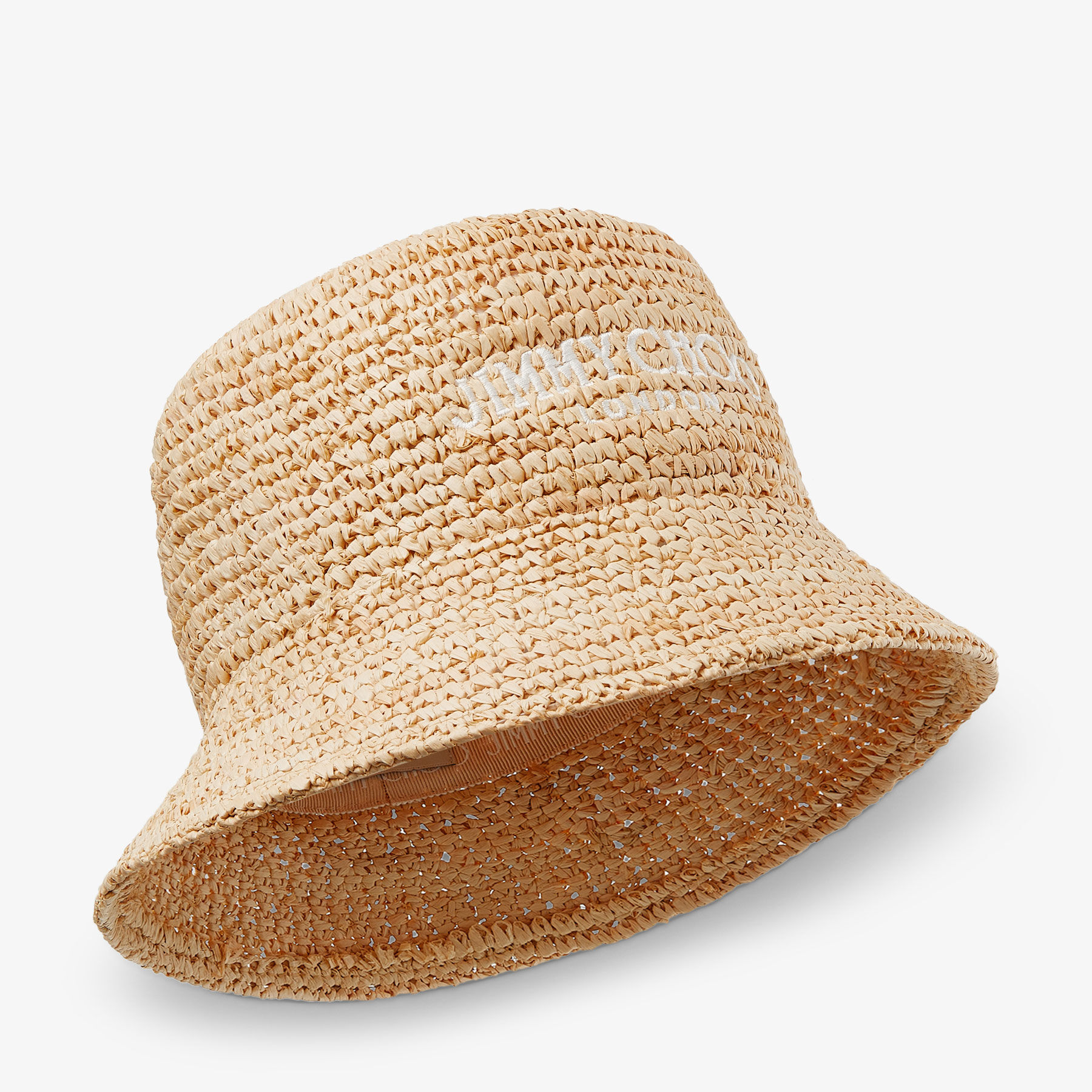 Atena, Natural Raffia Embroidered Bucket Hat