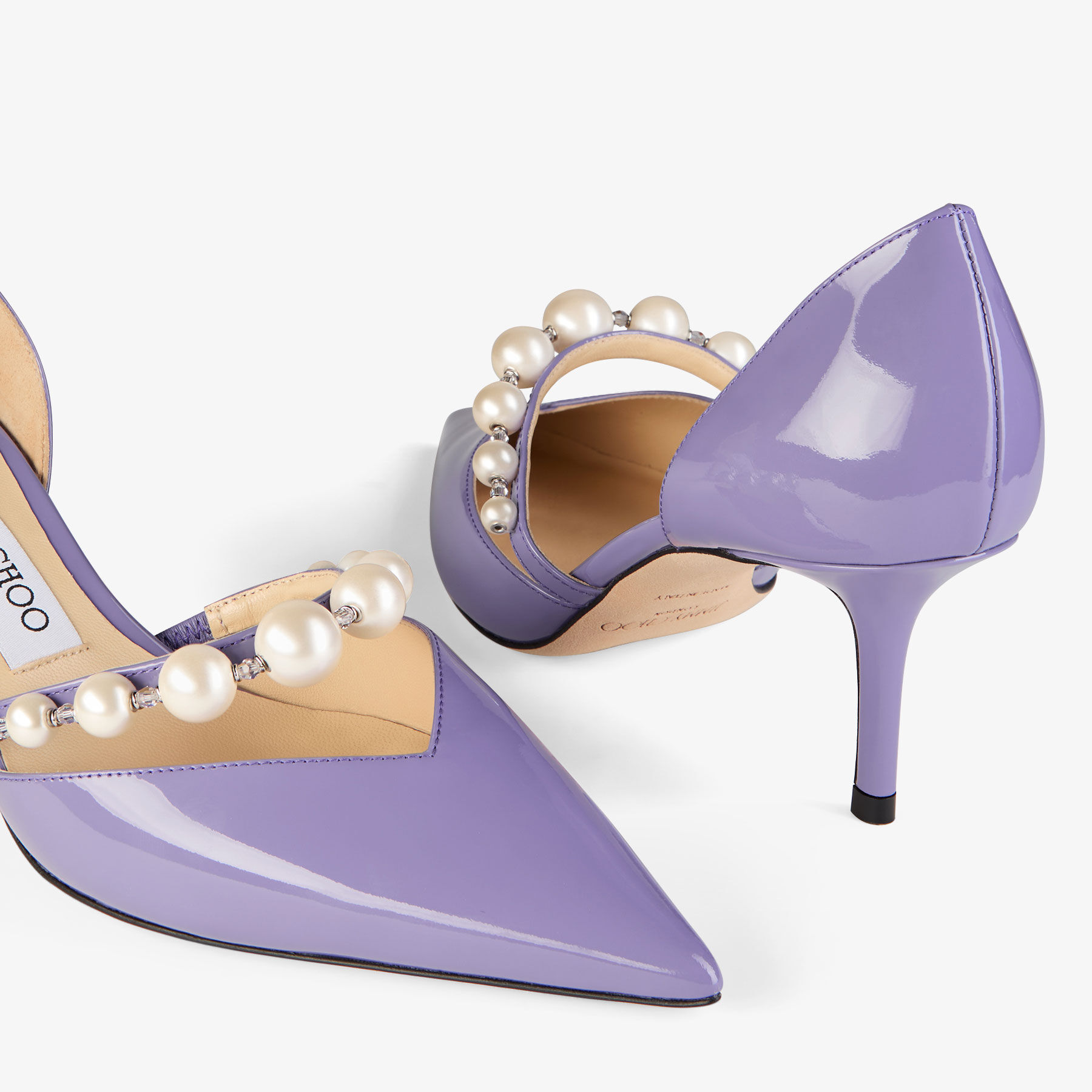 Aurelie 65|Tanzanite/White Patent Leather Shoe| JIMMY CHOO