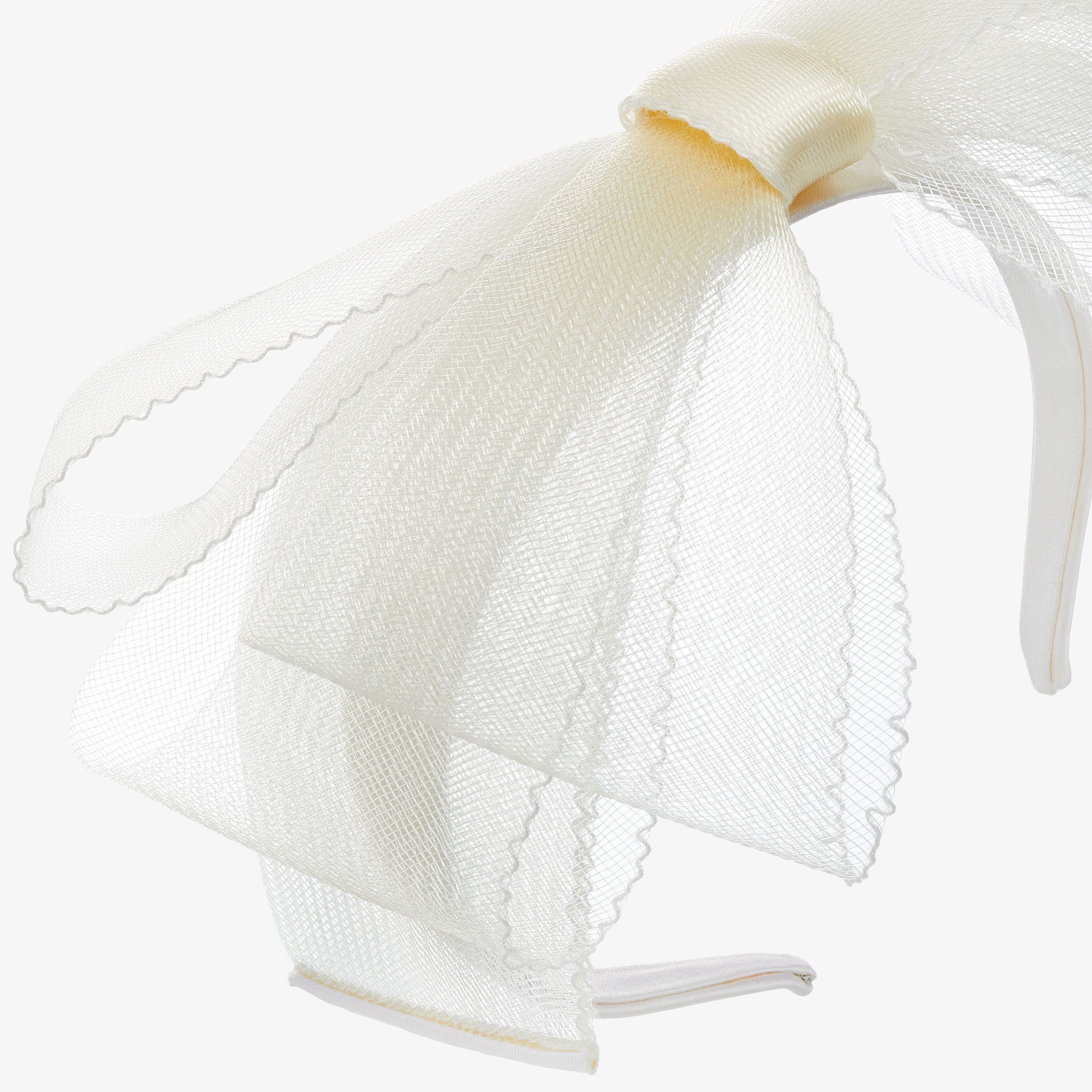 AVELINE HEADBAND Latte Satin Headband with Fascinator Mesh