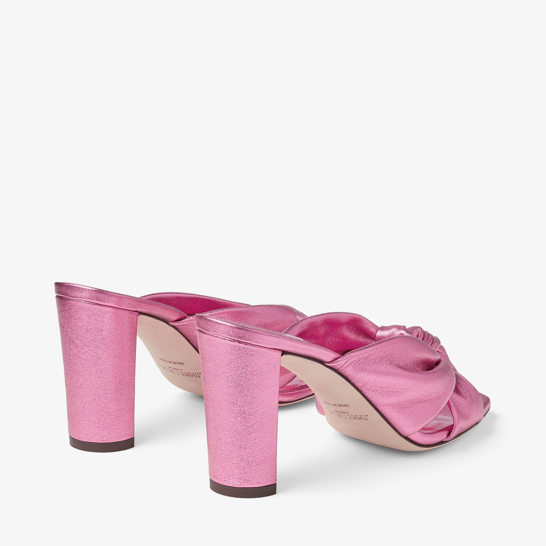 Avenue 85 | Candy Pink Metallic Nappa Leather Mules | JIMMY CHOO