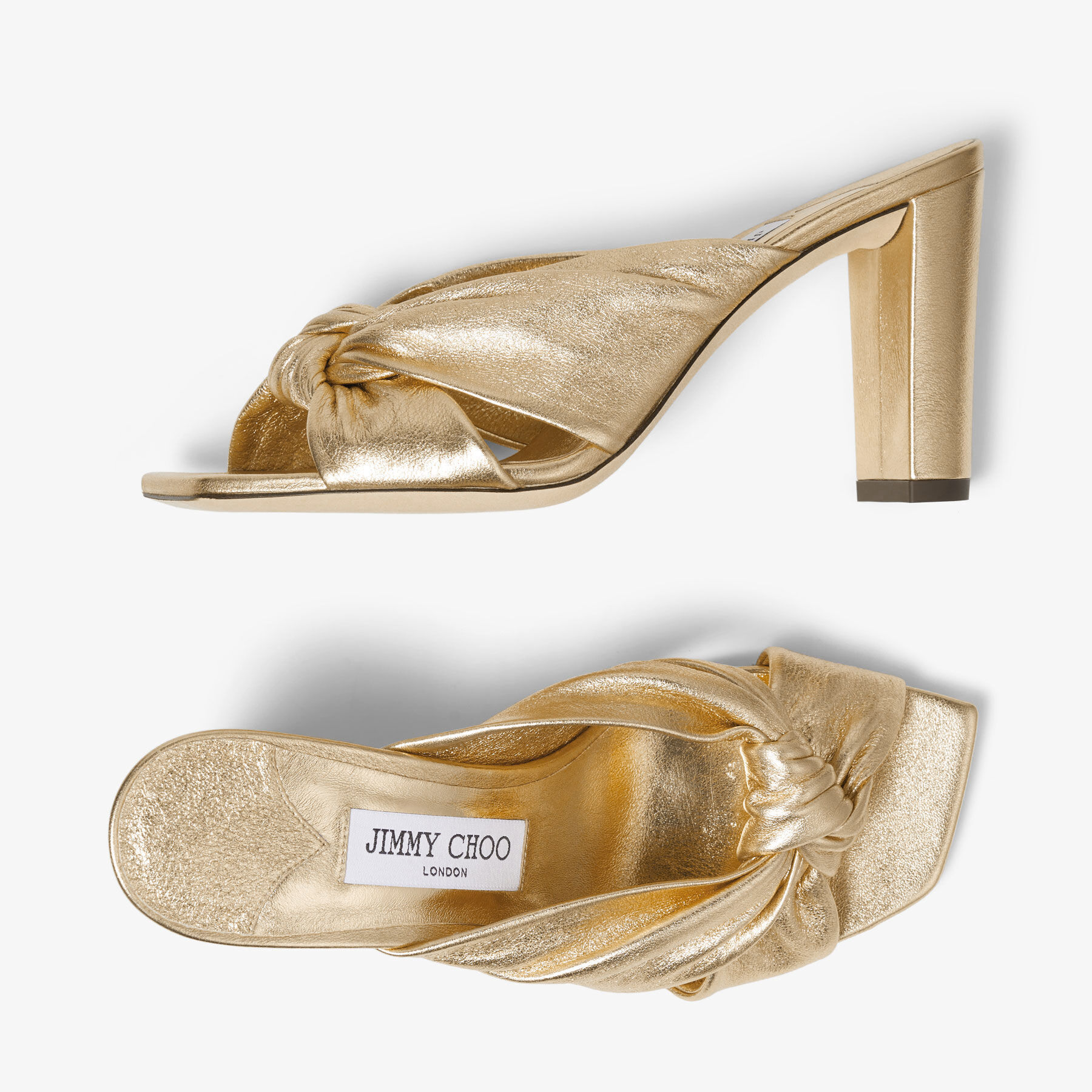 Gold leather mules shop