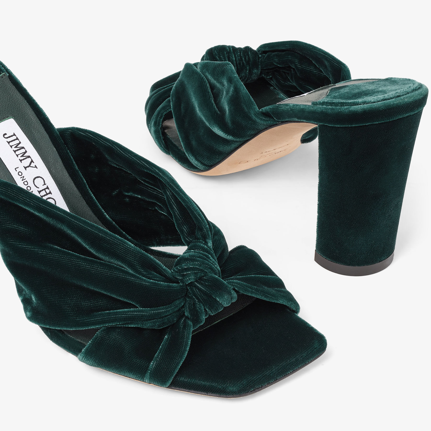 AVENUE 85 Dark Green Velvet Mules New Collection JIMMY CHOO