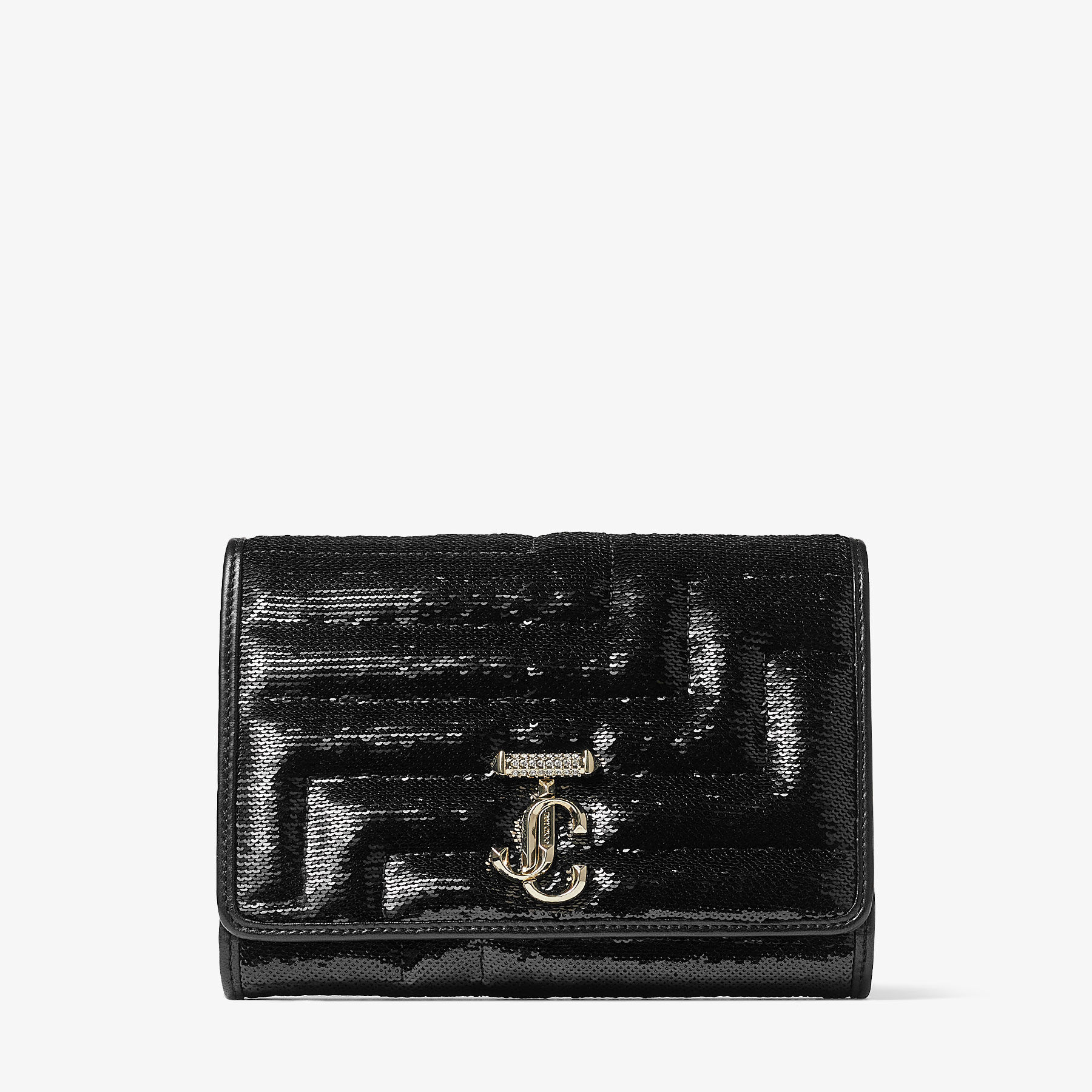 AVENUE CLUTCH Black Avenue Sequin Clutch Bag with Crystal Bar
