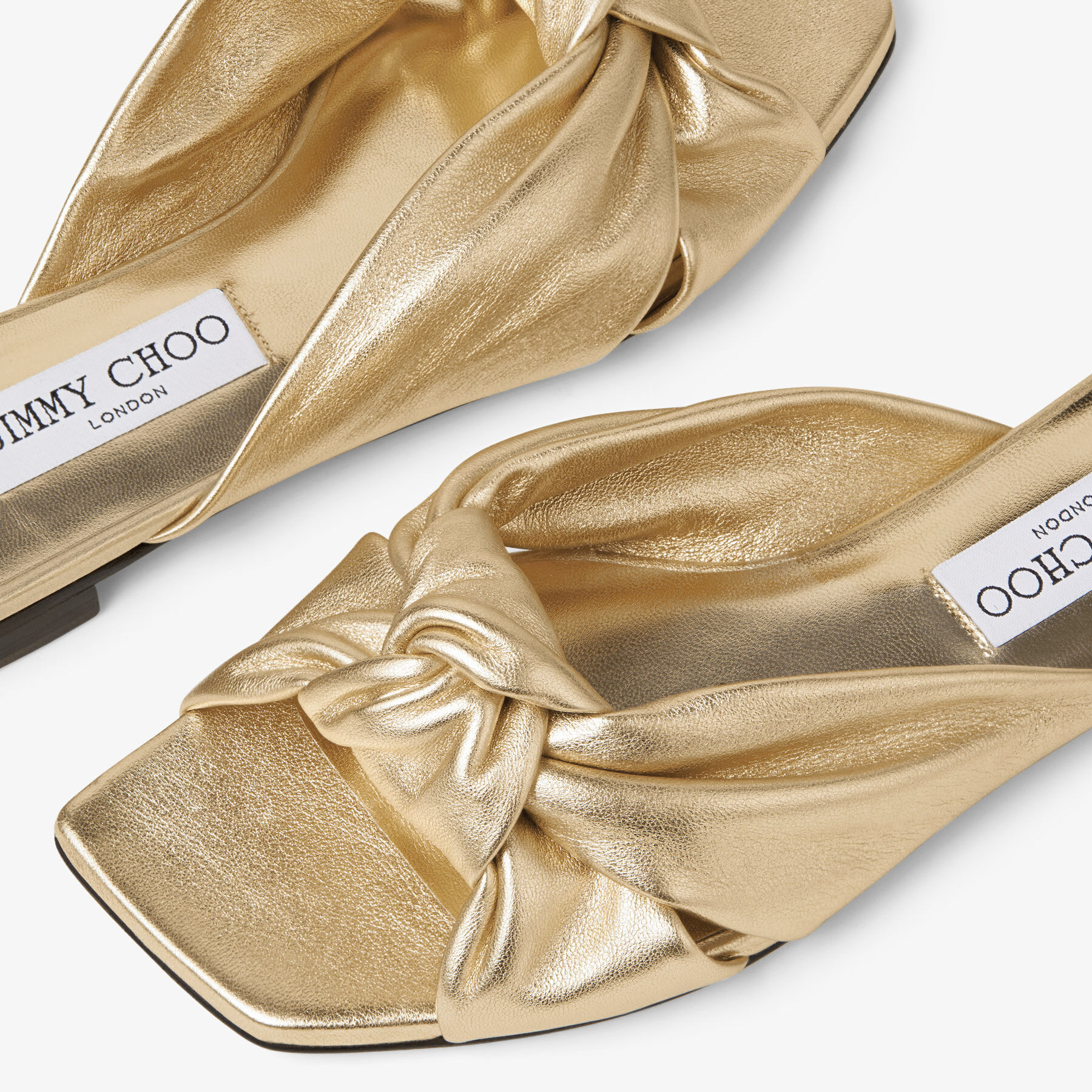 Jimmy choo metallic gold 2025 square toe ballet flats