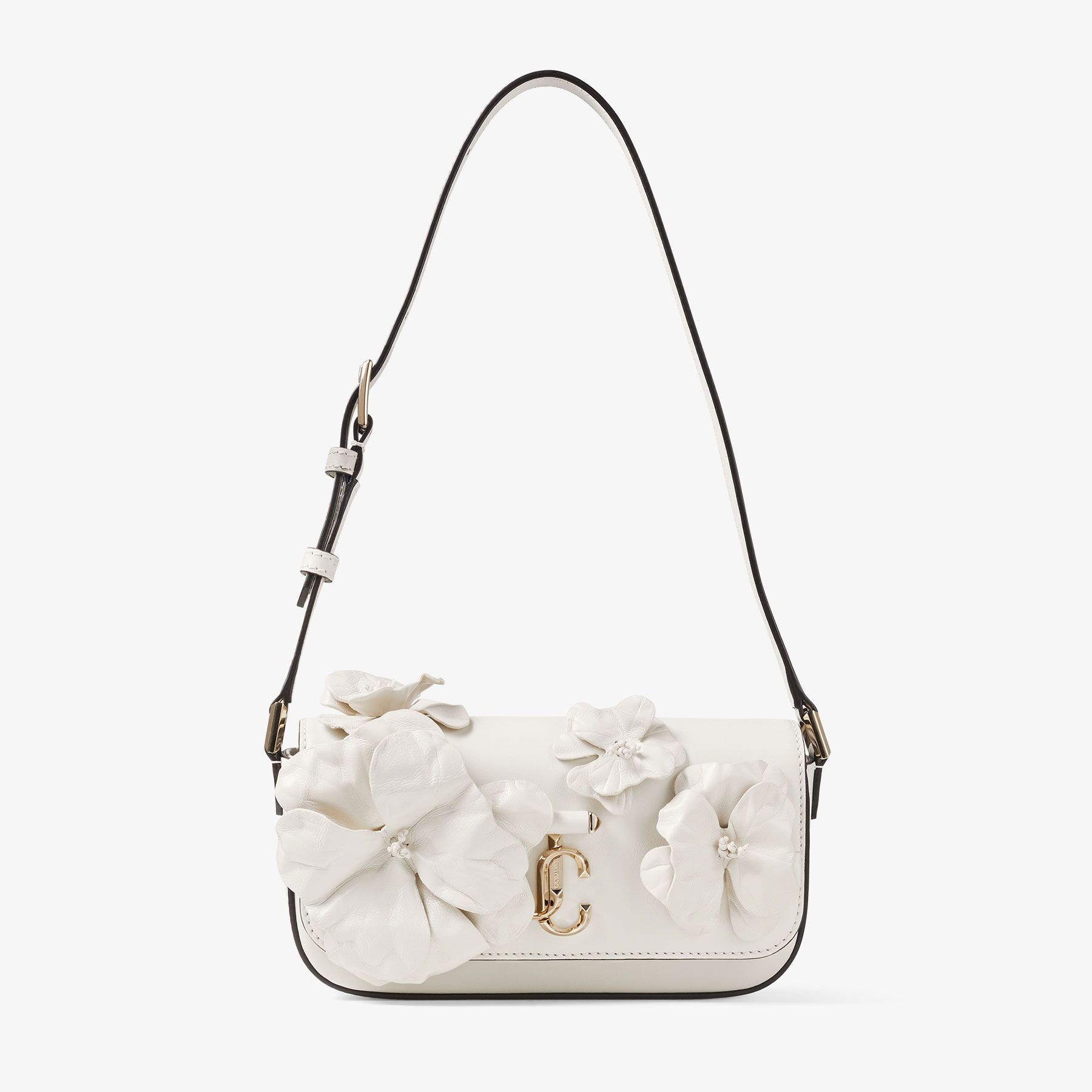 AVENUE MINI SHOULDER | Latte Leather Mini Shoulder Bag with Flowers ...