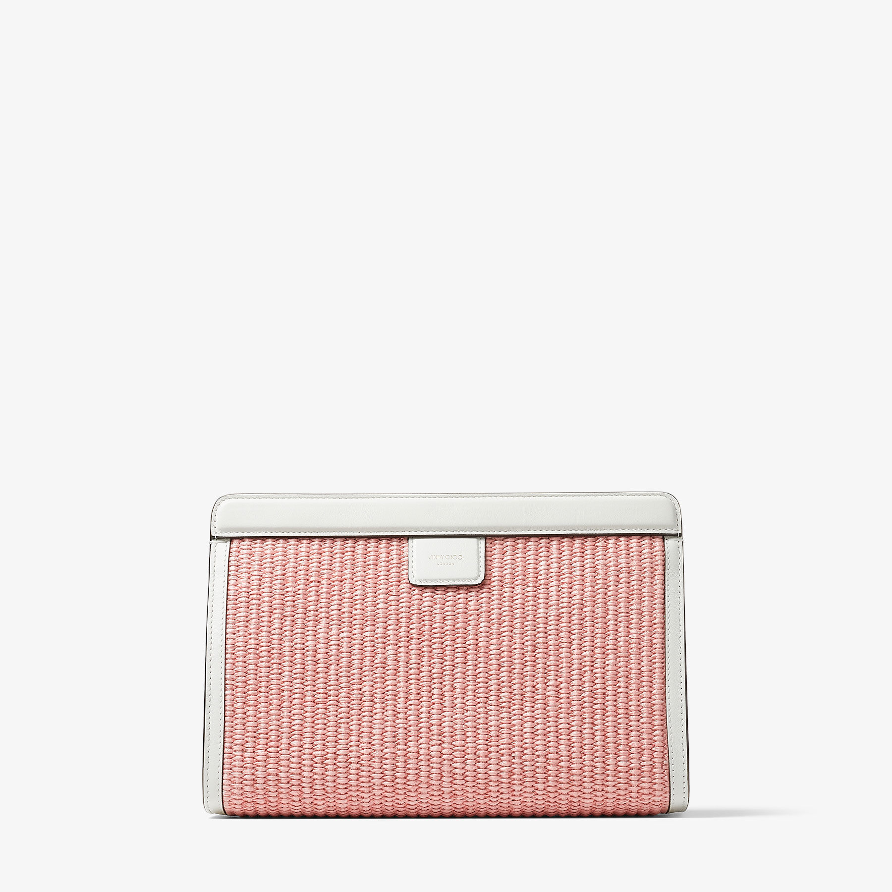 Avenue Pouch | Paprika/Candy Pink Raffia Embroidered Pouch | JIMMY 