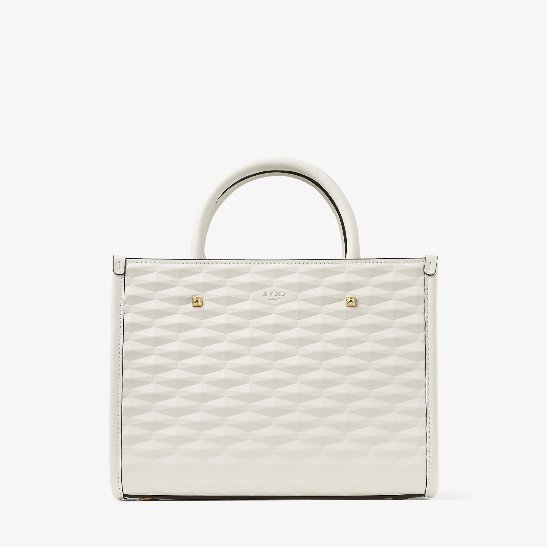 Avenue S Tote | White Diamond Embossed 3D Leather Tote Bag | JIMMY 