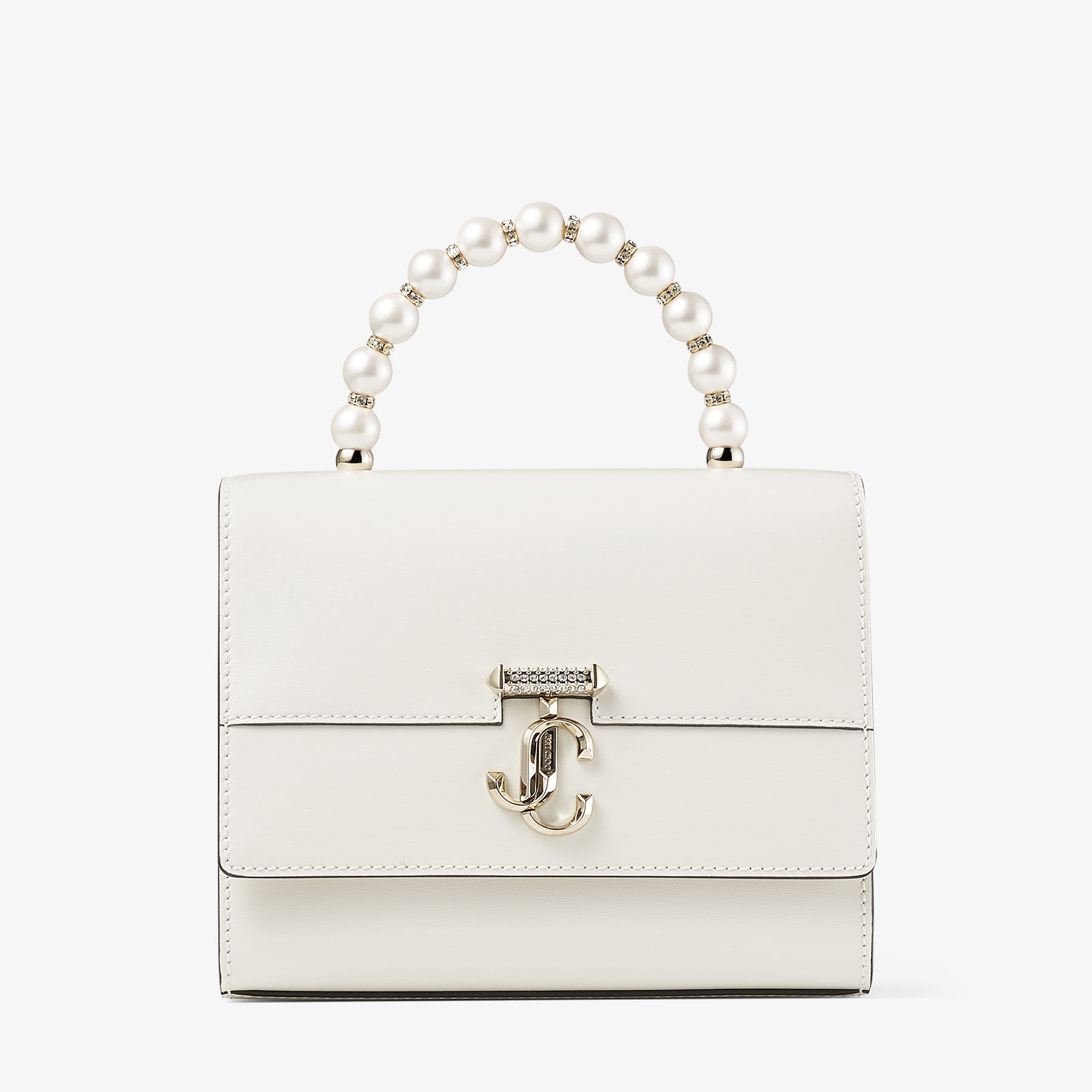 Avenue Tophandle/S | Latte Box Leather Top Handle Bag with Pearls ...