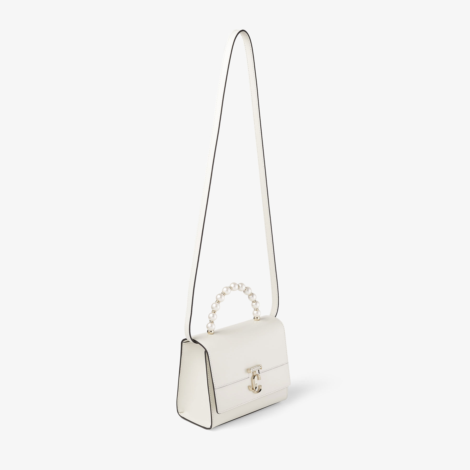 Avenue Tophandle/S | Latte Box Leather Top Handle Bag with Pearls ...