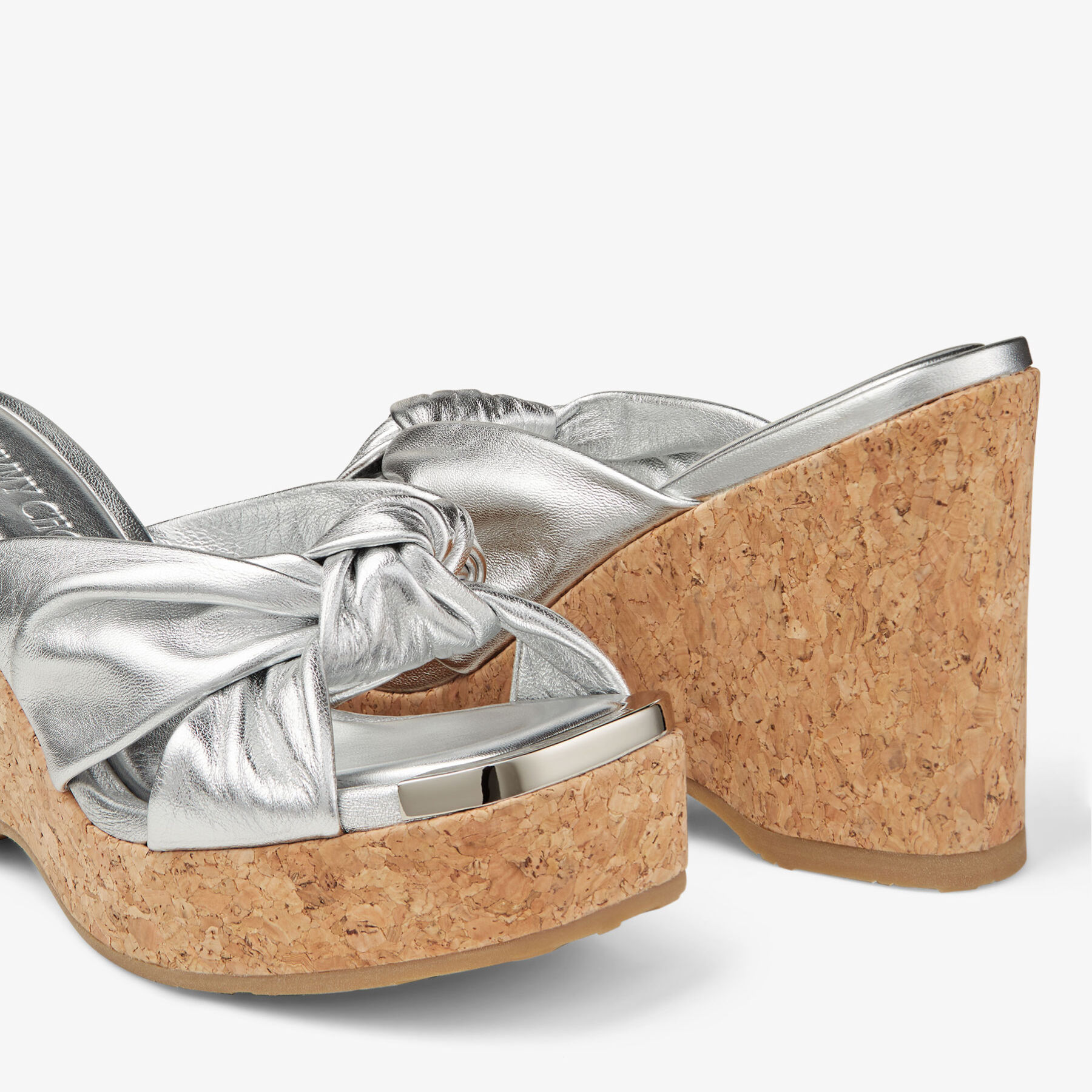 Avenue Wedge 110 | Silver Metallic Nappa Wedge Mules | New Collection ...