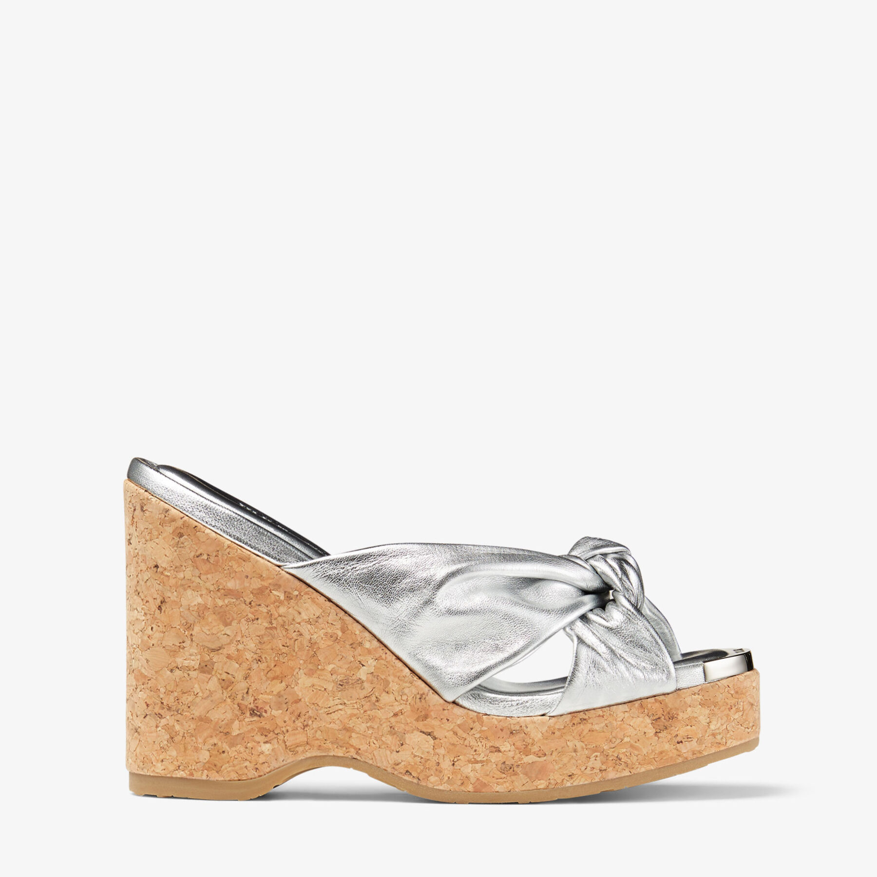 Avenue Wedge 110 | Silver Metallic Nappa Wedge Mules | New Collection ...