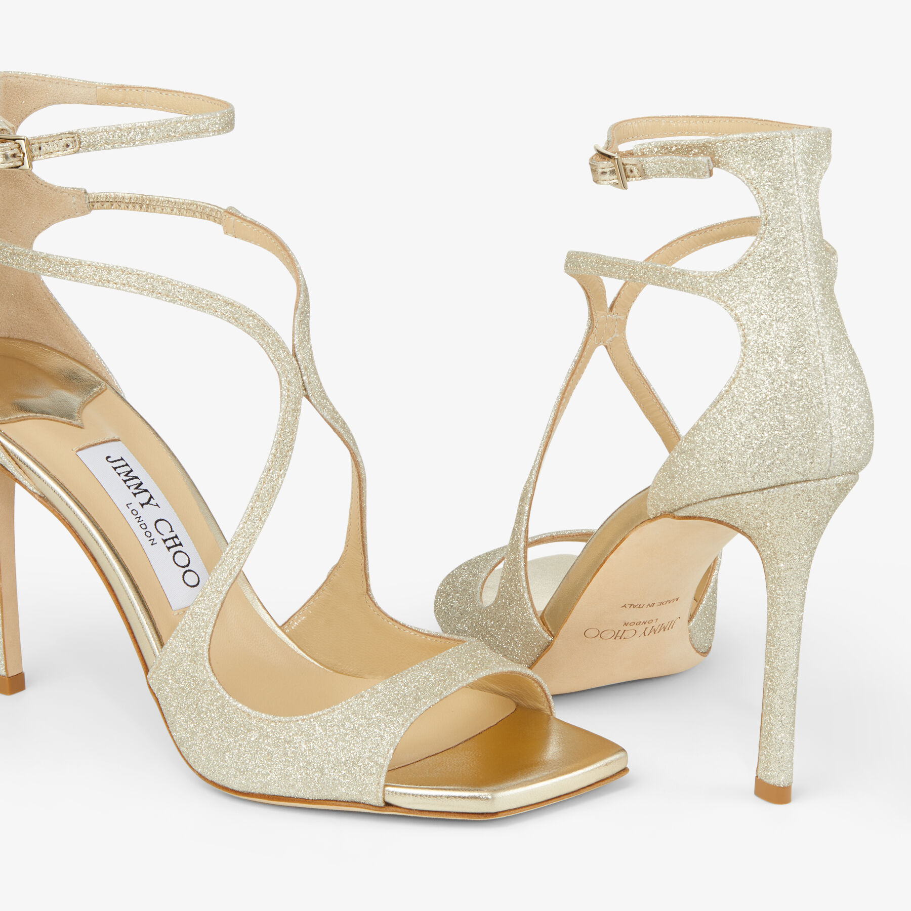 Rose Gold Glitter Strappy Stiletto Heel Sandals | New Look