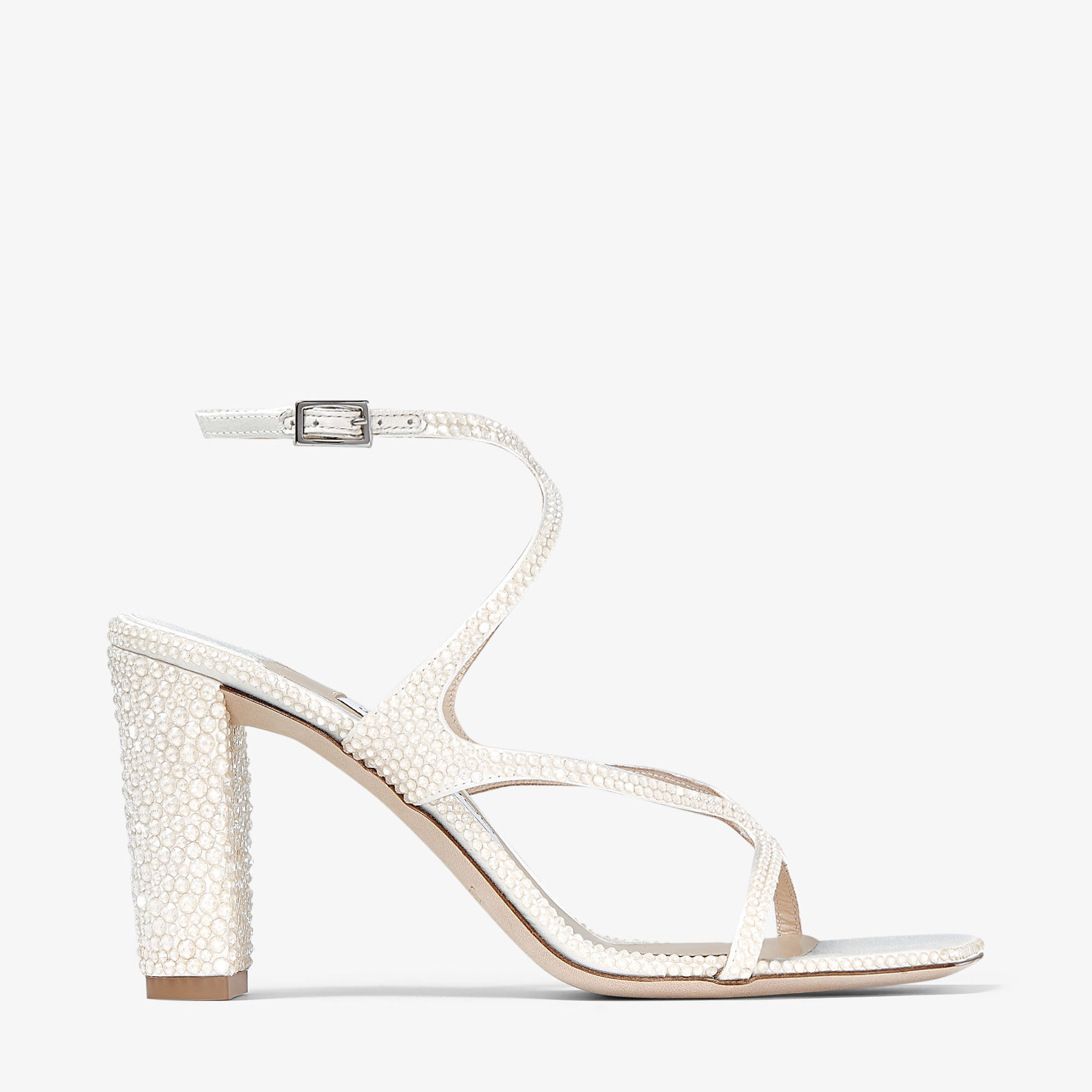 Azie 85 | Ivory Satin Sandals with Crystals | New Collection 