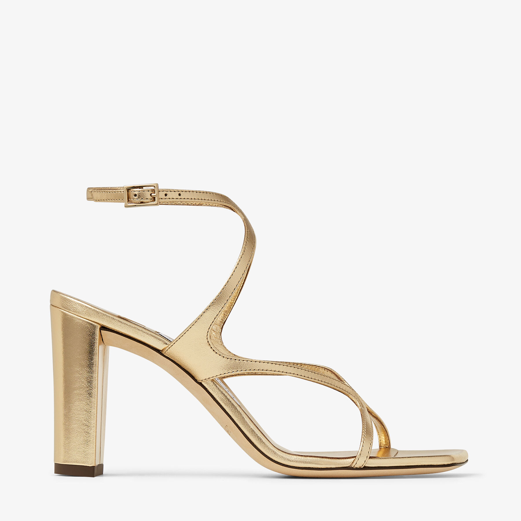 Azie 85 | Gold Metallic Nappa Leather Sandals | JIMMY CHOO