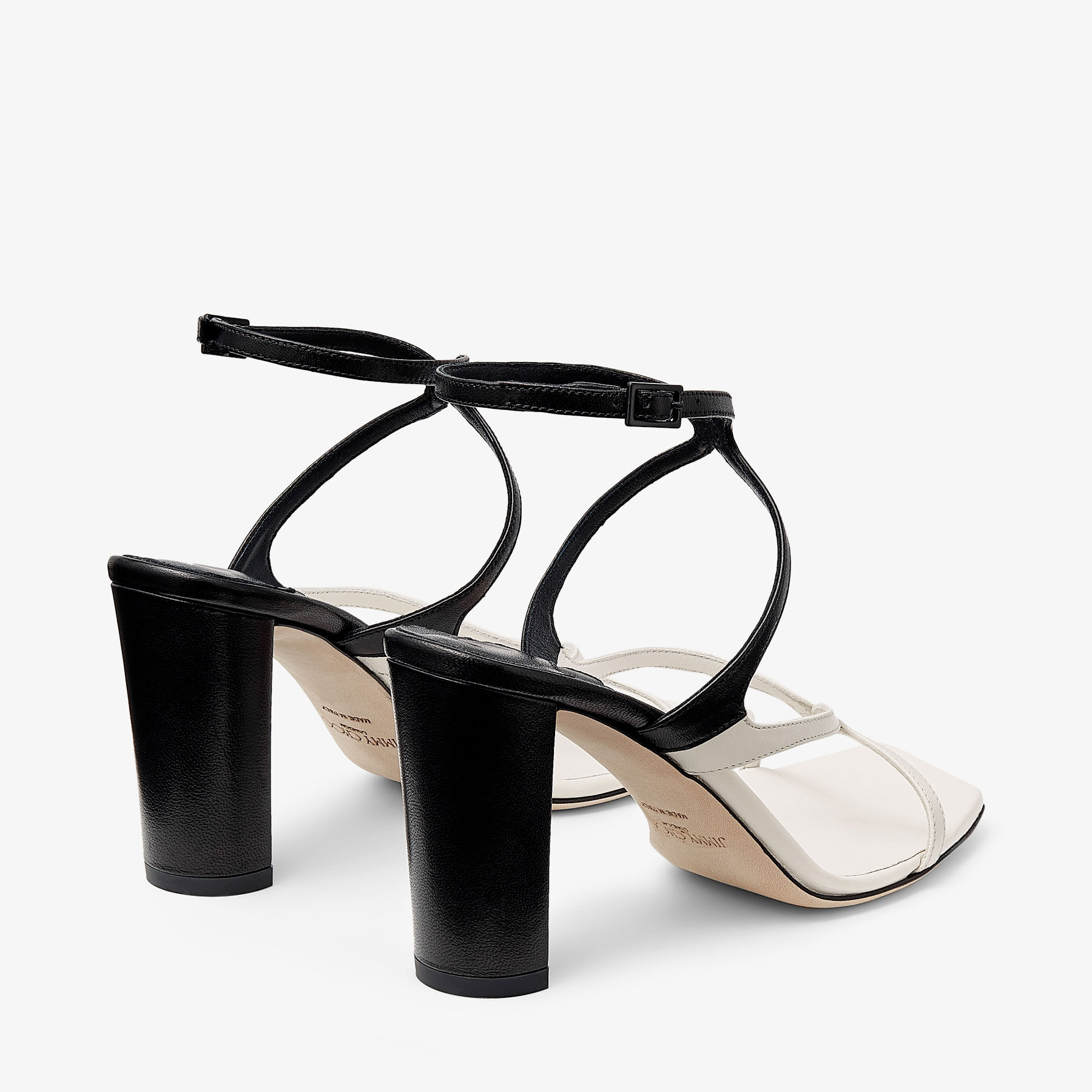 Azie 85 | Latte and Black Patchwork Nappa Leather Sandals | JIMMY CHOO