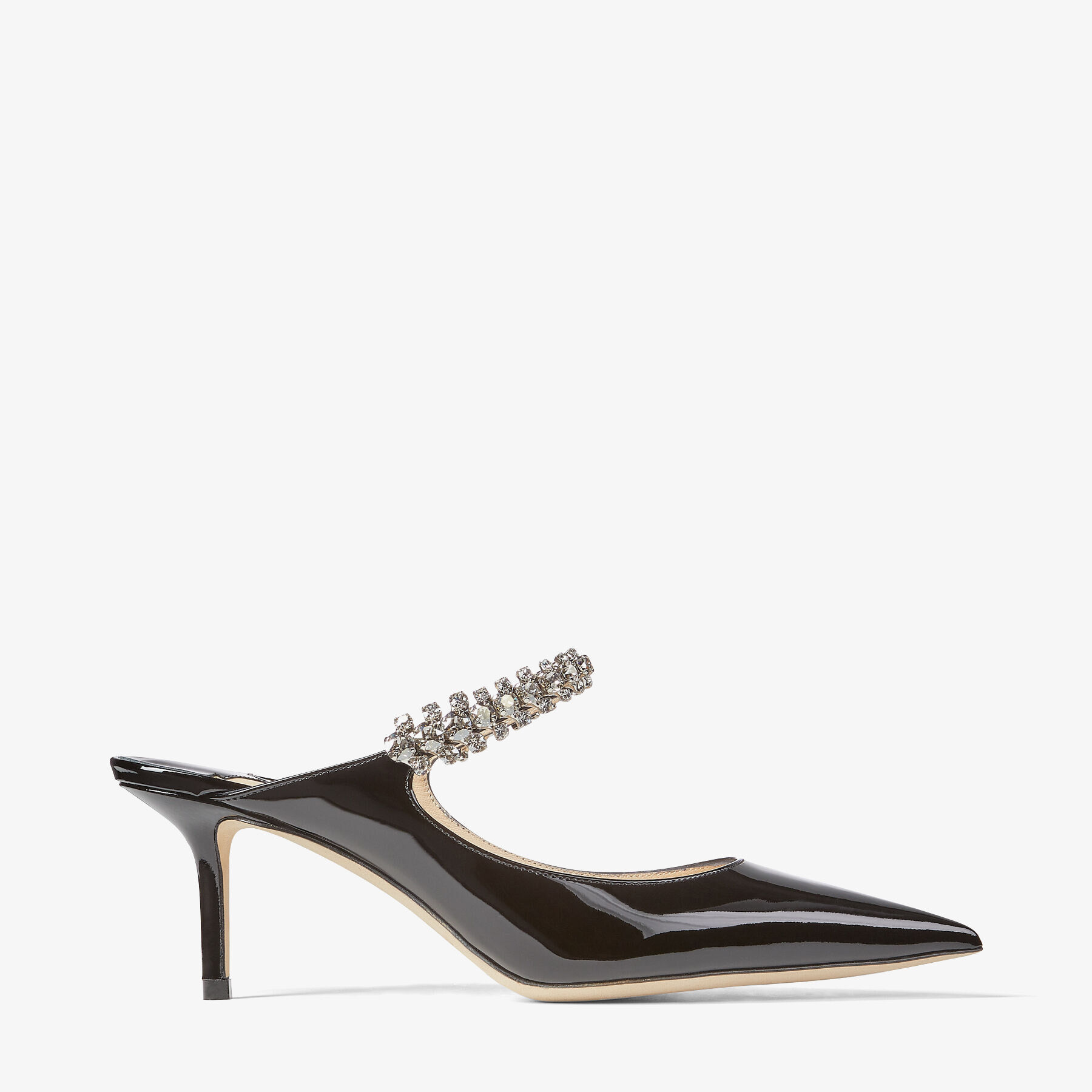 Black Patent Leather Mules with Crystal Strap | BING 65 | Cruise 19 ...