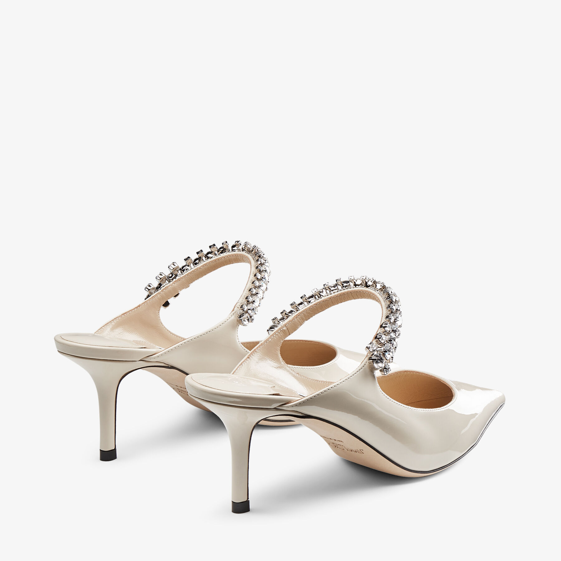Bing 65 | Linen Patent Leather Mules with Crystal Strap | JIMMY CHOO