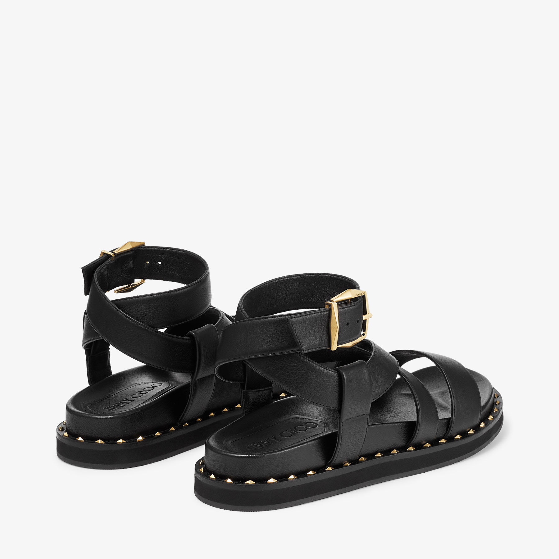 Blaise Flat Black Gold Leather Flats JIMMY CHOO CA