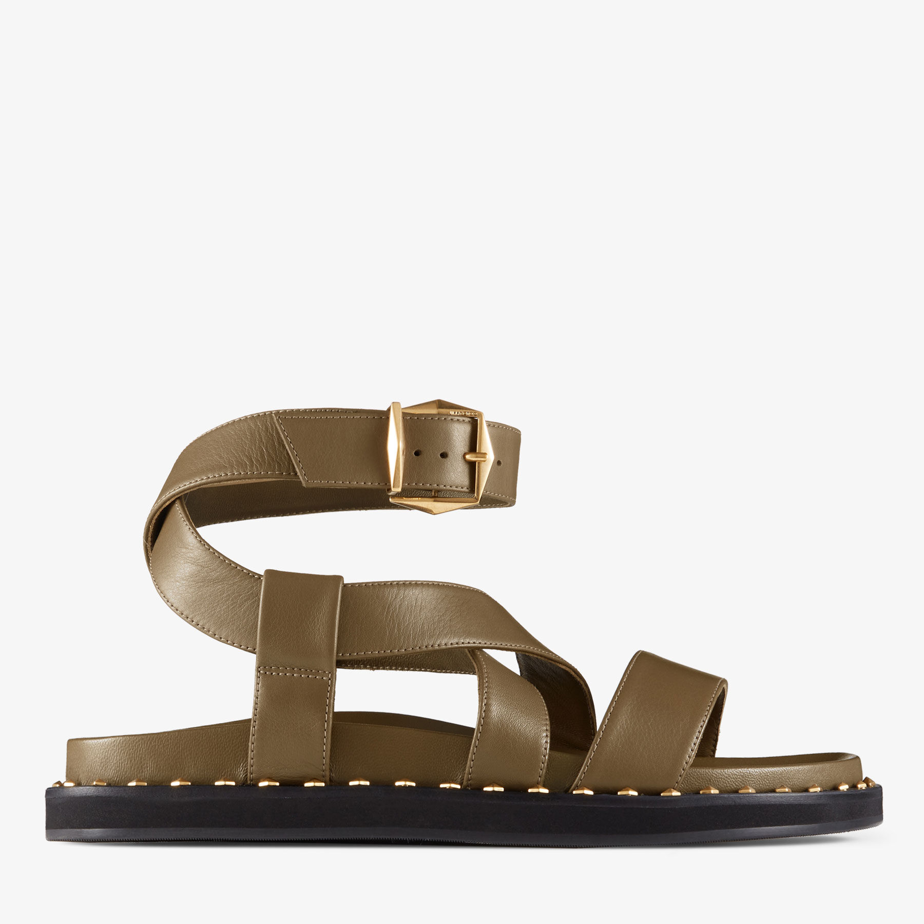 Blaise Flat Caper Green Leather Sandals JIMMY CHOO US