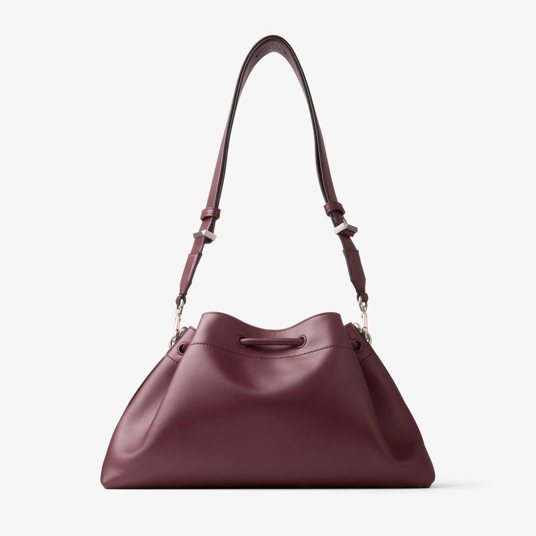 JIMMY CHOO Cinch M Garnet Leather Handbag Garnet Antique Silver One Size