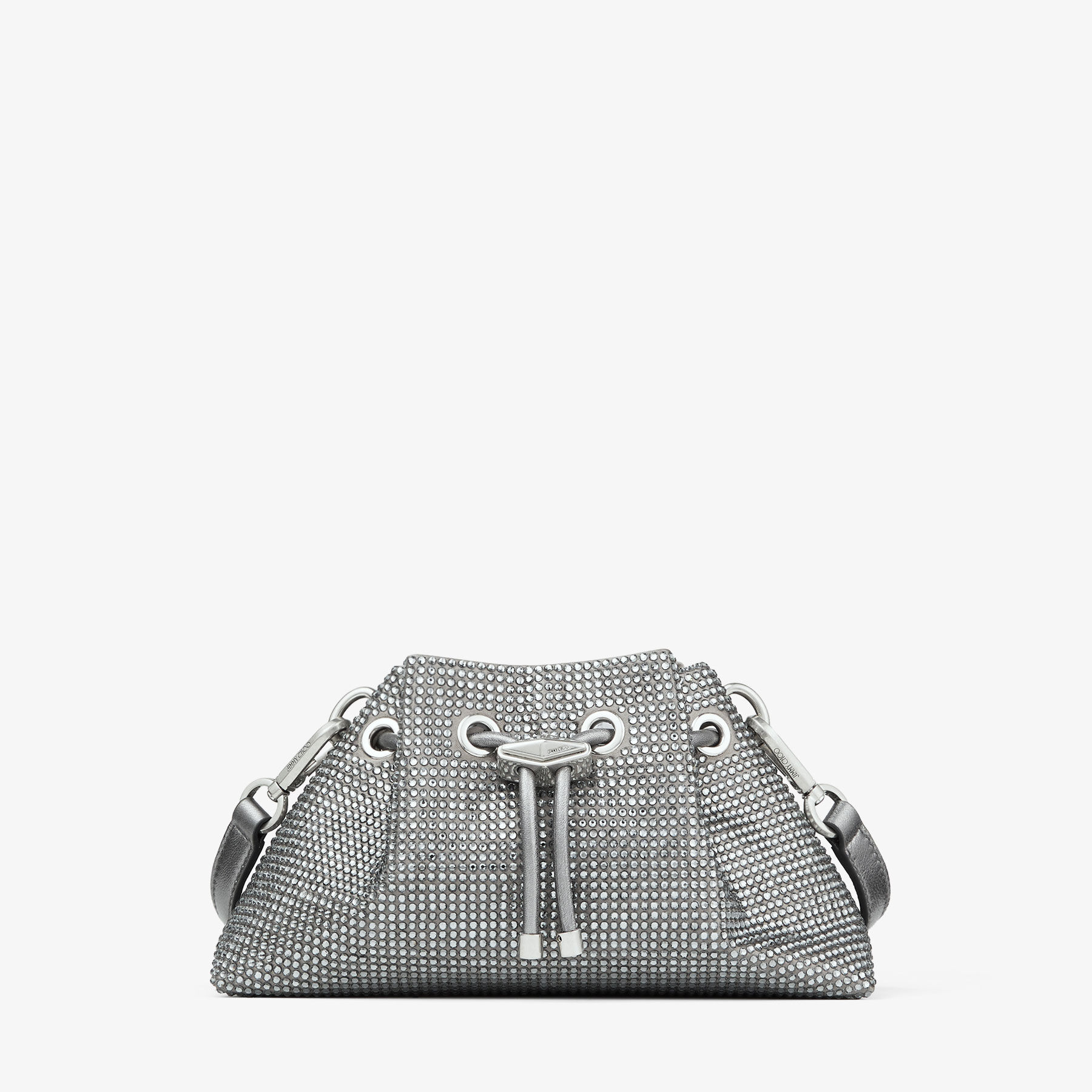 JIMMY CHOO Cinch S Ash Satin Crystal Bag Ash Antique Silver One Size
