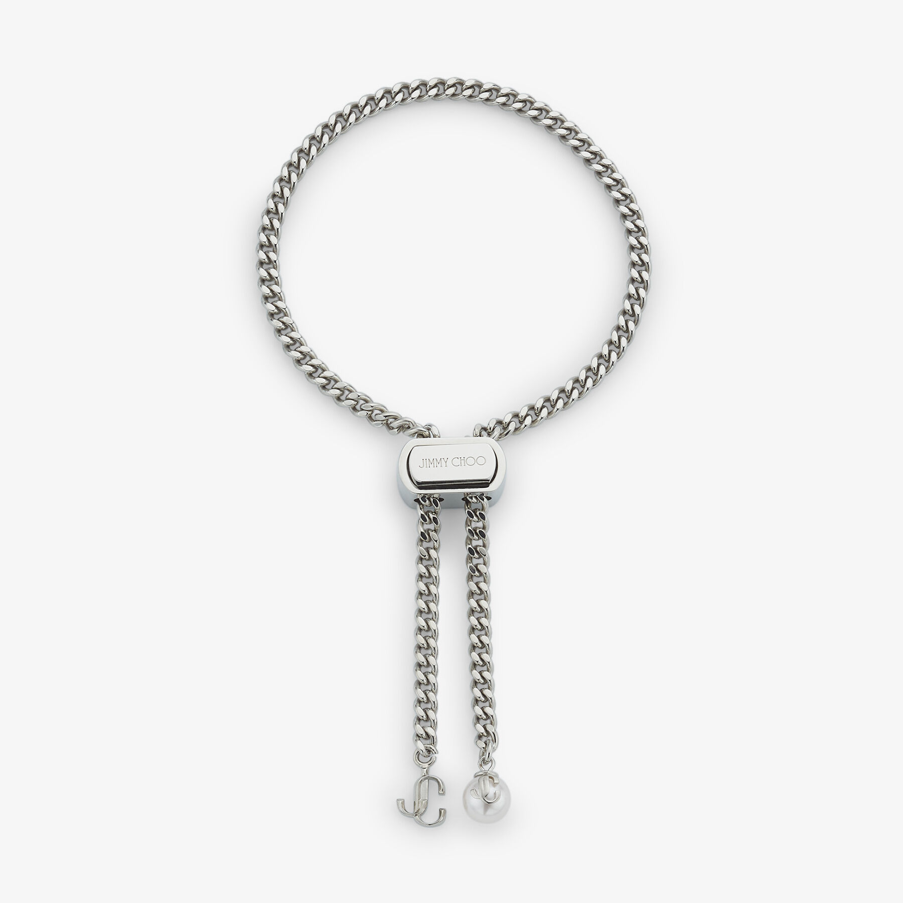 Bon Bon Bracelet | Silver-Finish Metal Bracelet with Pearl and JC