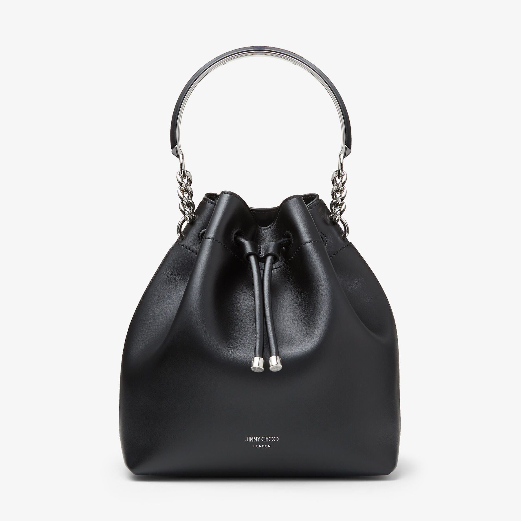 Black Soft Shiny Smooth Calf Leather Bucket Bag, BON BON BUCKET, Autumn  2022 Collection