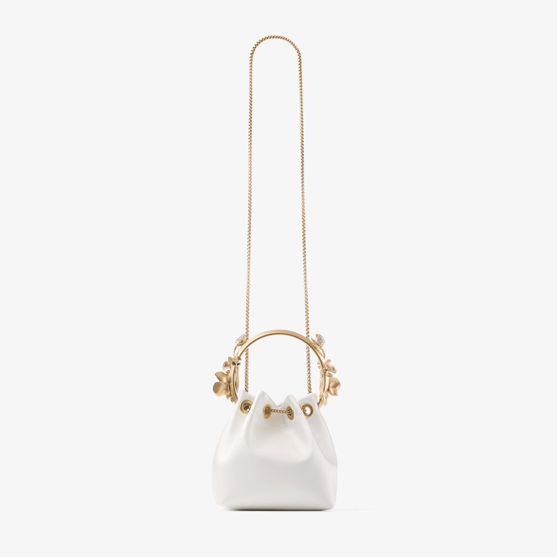 Bon Bon | Ivory Satin Flower Bag | JIMMY CHOO US