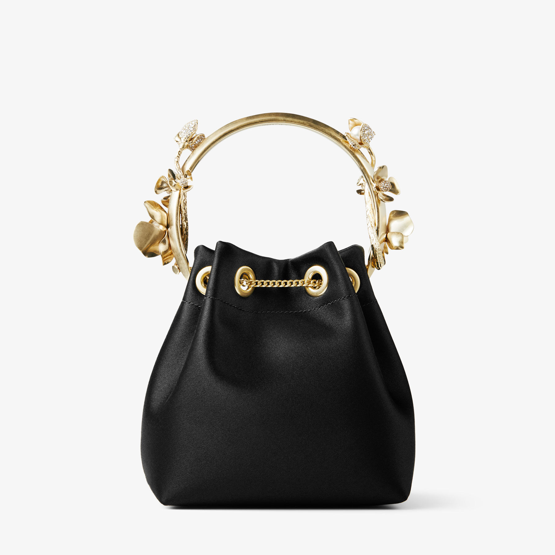 Black satin handbag top