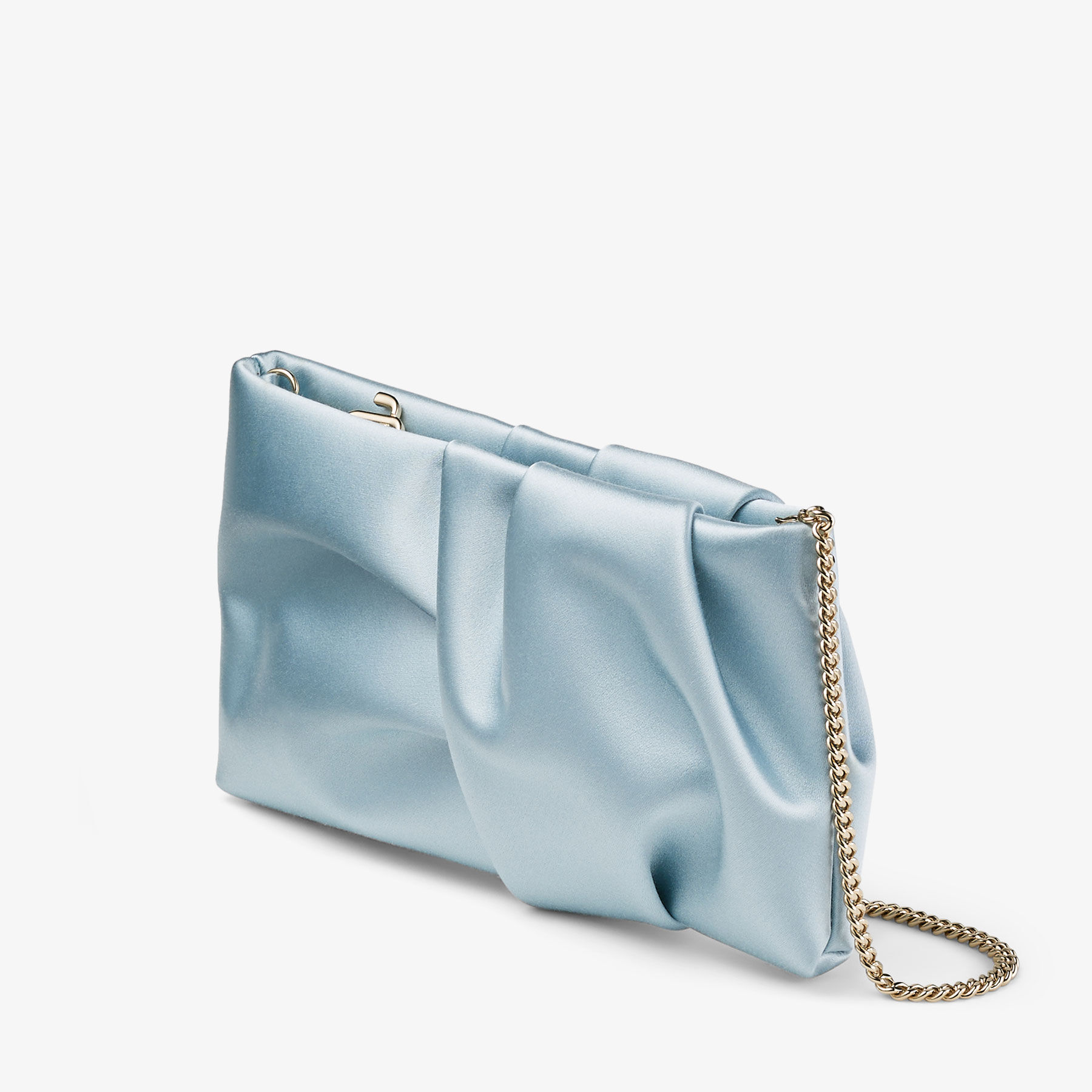 Bonny Clutch Ice Blue Satin Clutch Bag JIMMY CHOO