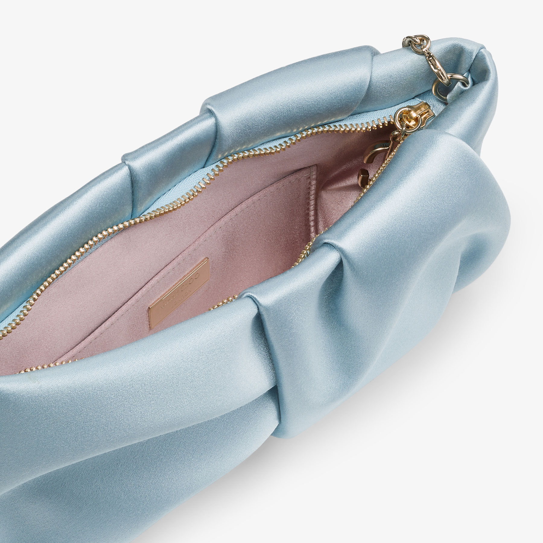 Bonny Clutch Ice Blue Satin Clutch Bag JIMMY CHOO