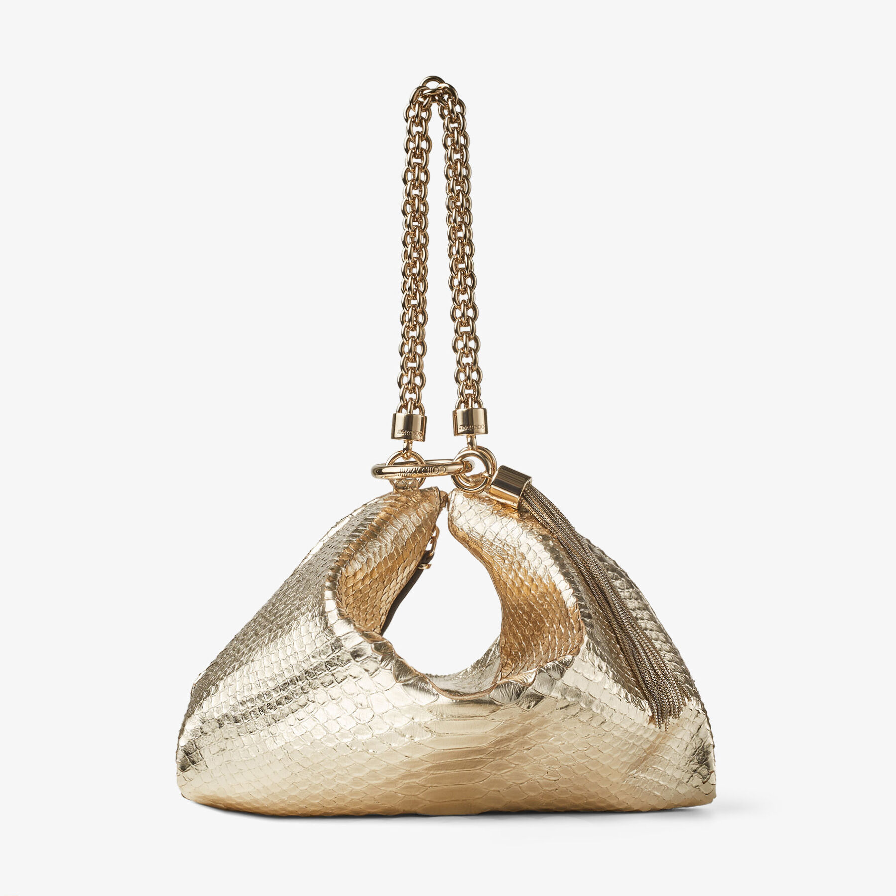 CALLIE |Champagne Metallic Snake Printed Leather Clutch Bag | New ...