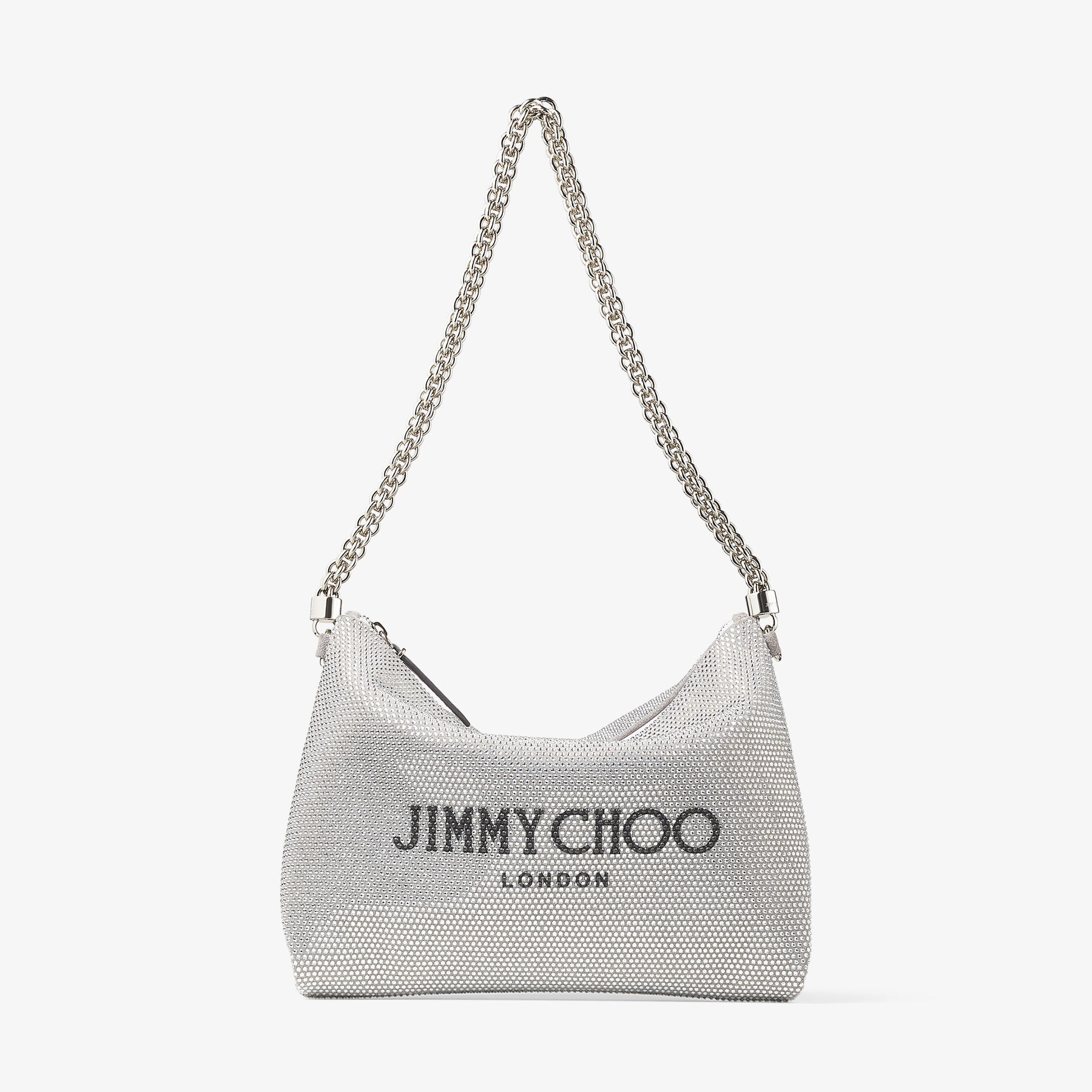 CALLIE SHOULDER Silver Suede Shoulder Bag with Crystals Summer