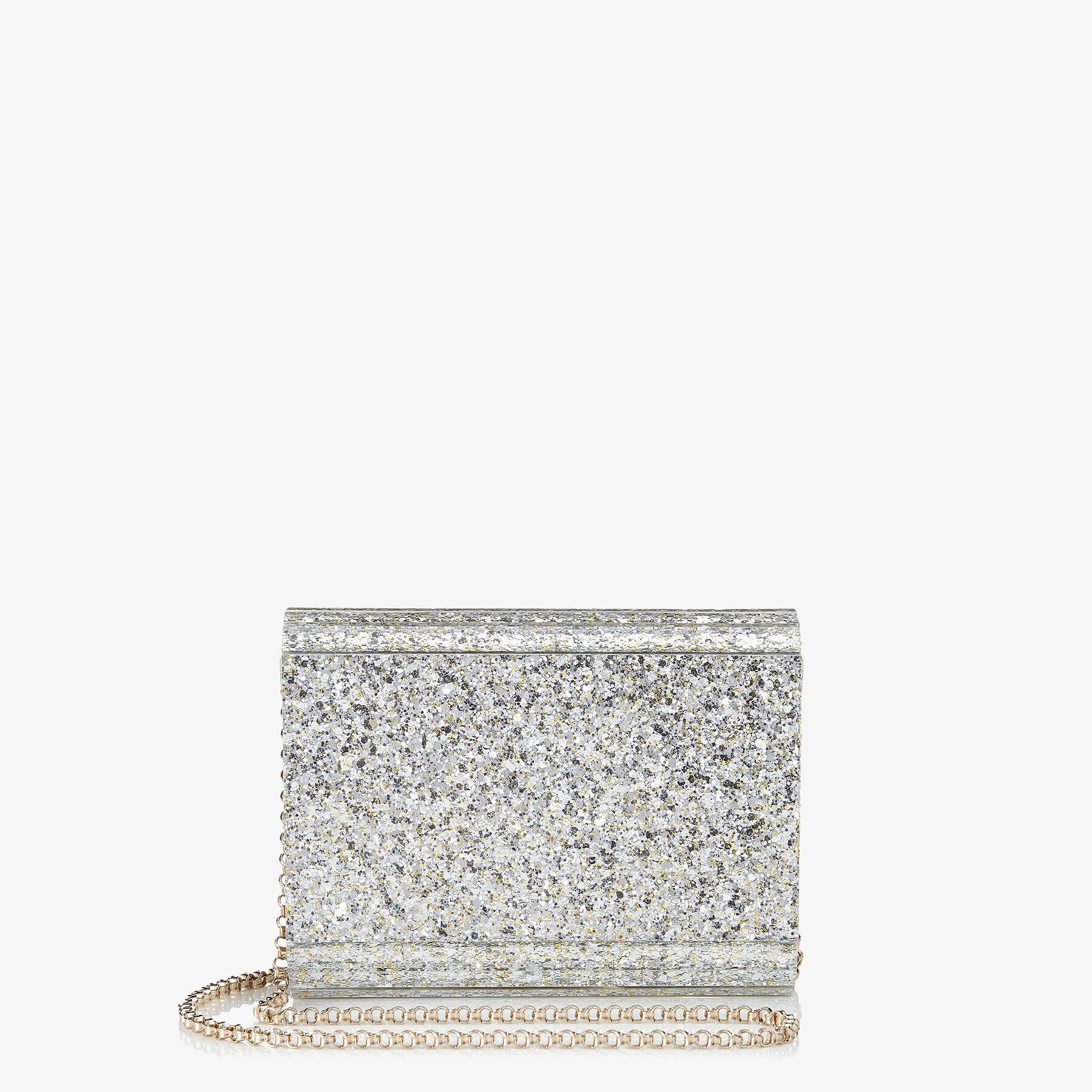 Champagne Coarse Glitter Fabric Clutch Bag, ELLIPSE, Pre Fall 19