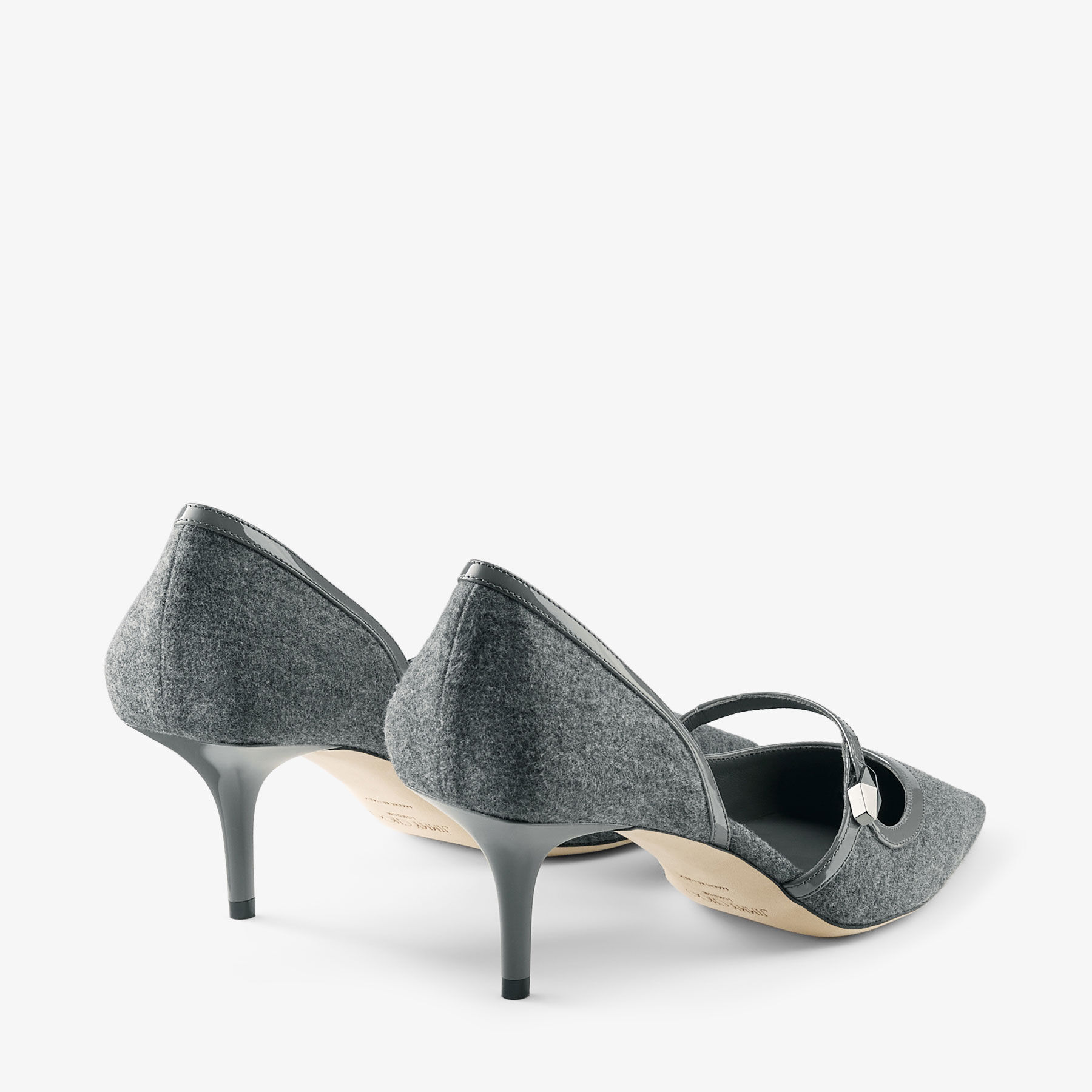 Carolyn 60 Storm Flannel Patent Leather Pumps JIMMY CHOO
