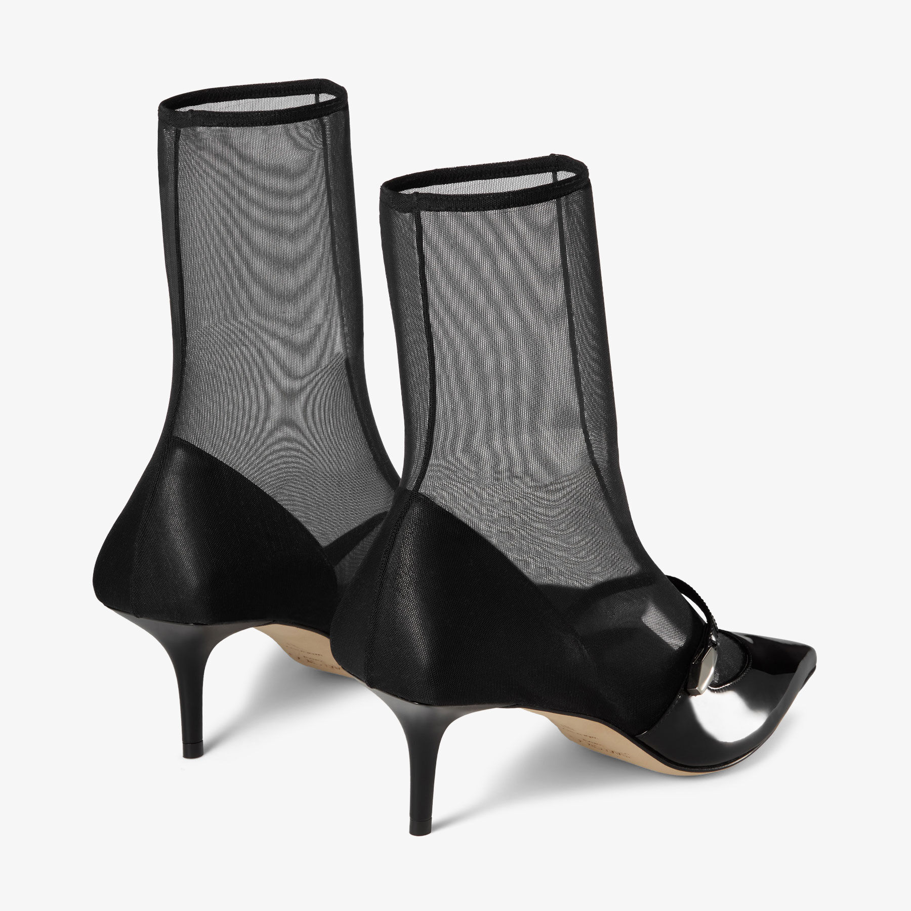 Carolyn AB 60 Black Patent Leather Mesh Ankle Boots JIMMY CHOO US