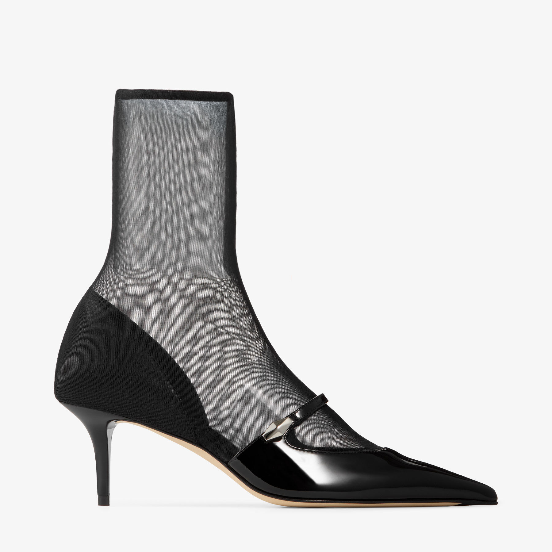 Carolyn AB 60 Black Patent Leather Mesh Ankle Boots JIMMY CHOO US