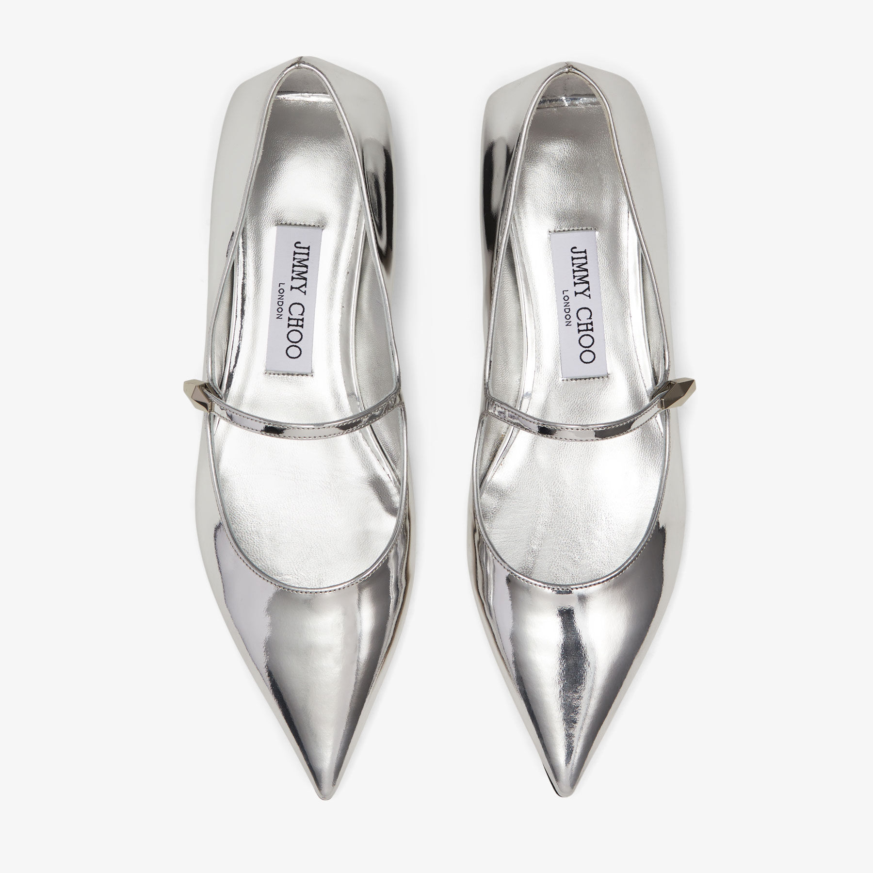 Carolyn Silver Liquid Metal Leather Flats JIMMY CHOO