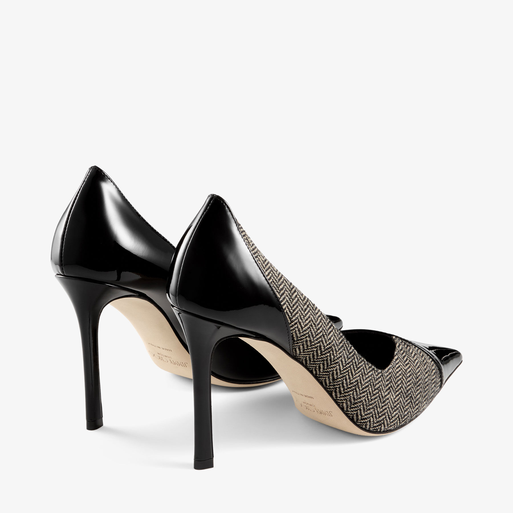 Cass 95 | Black Patent Leather & Herringbone Pumps | JIMMY CHOO US