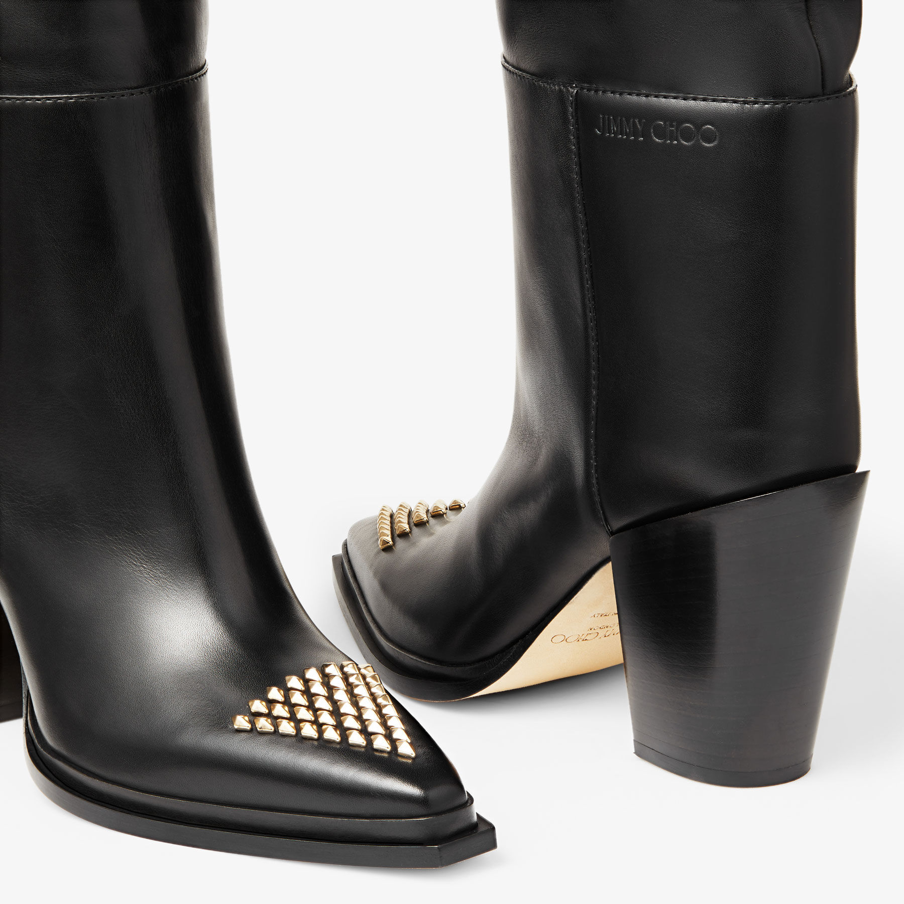 CECE 80 Black Soft Calf Leather Boots with Studs Autumn Collection JIMMY CHOO CA