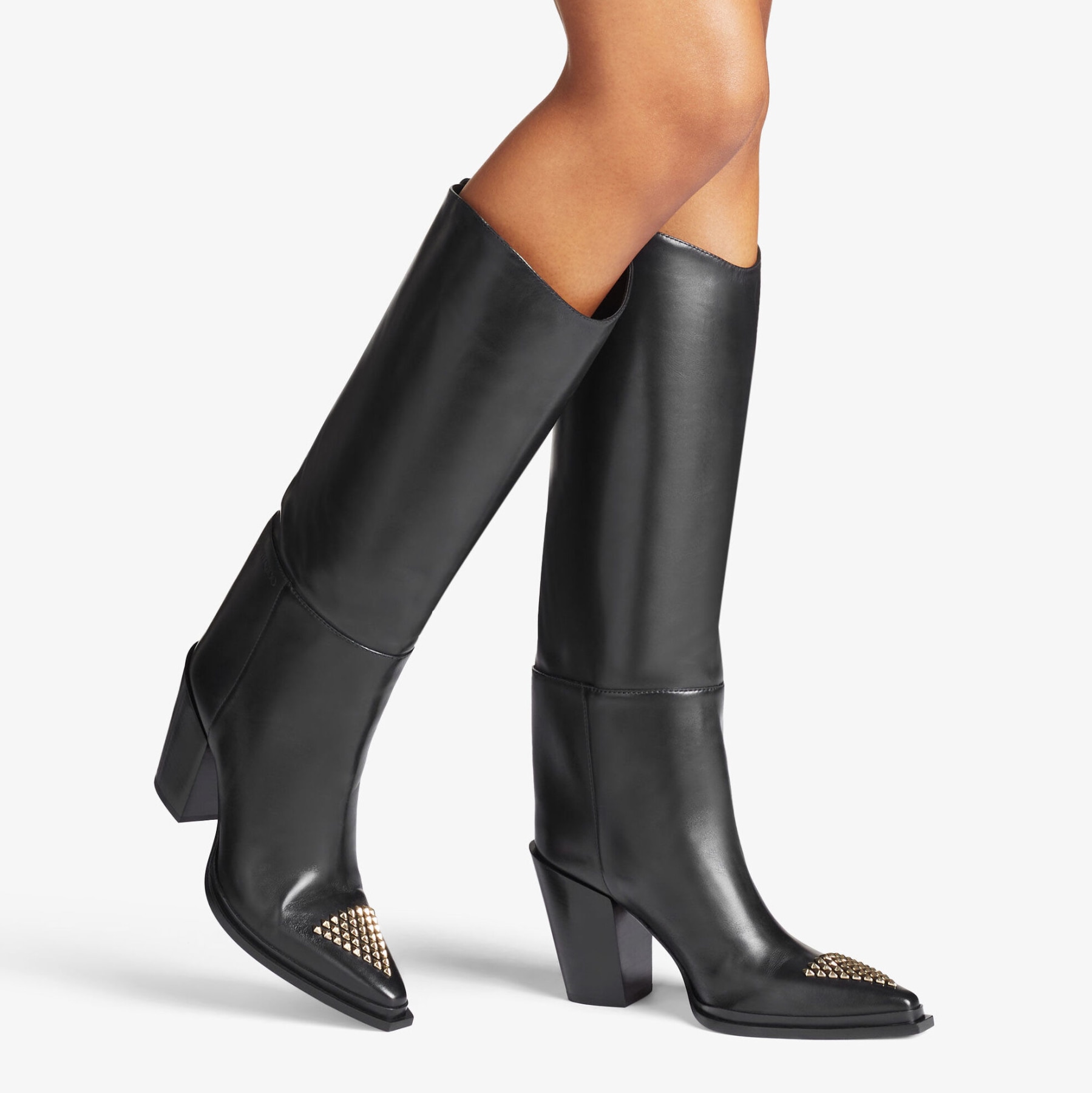 CECE 80 Black Soft Calf Leather Boots with Studs Autumn Collection JIMMY CHOO
