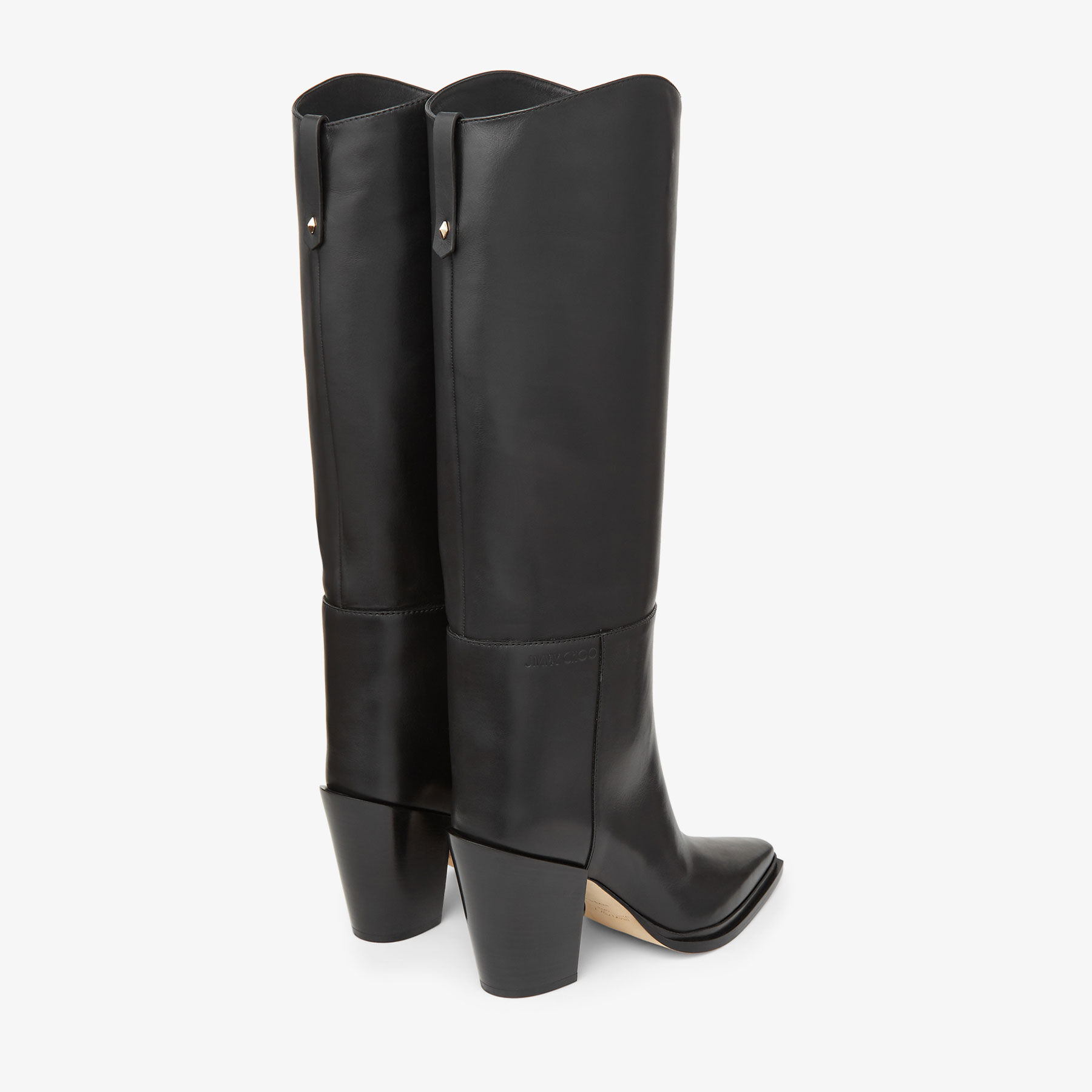 Jimmy Choo Cece 80 Leather Knee High Boots Black