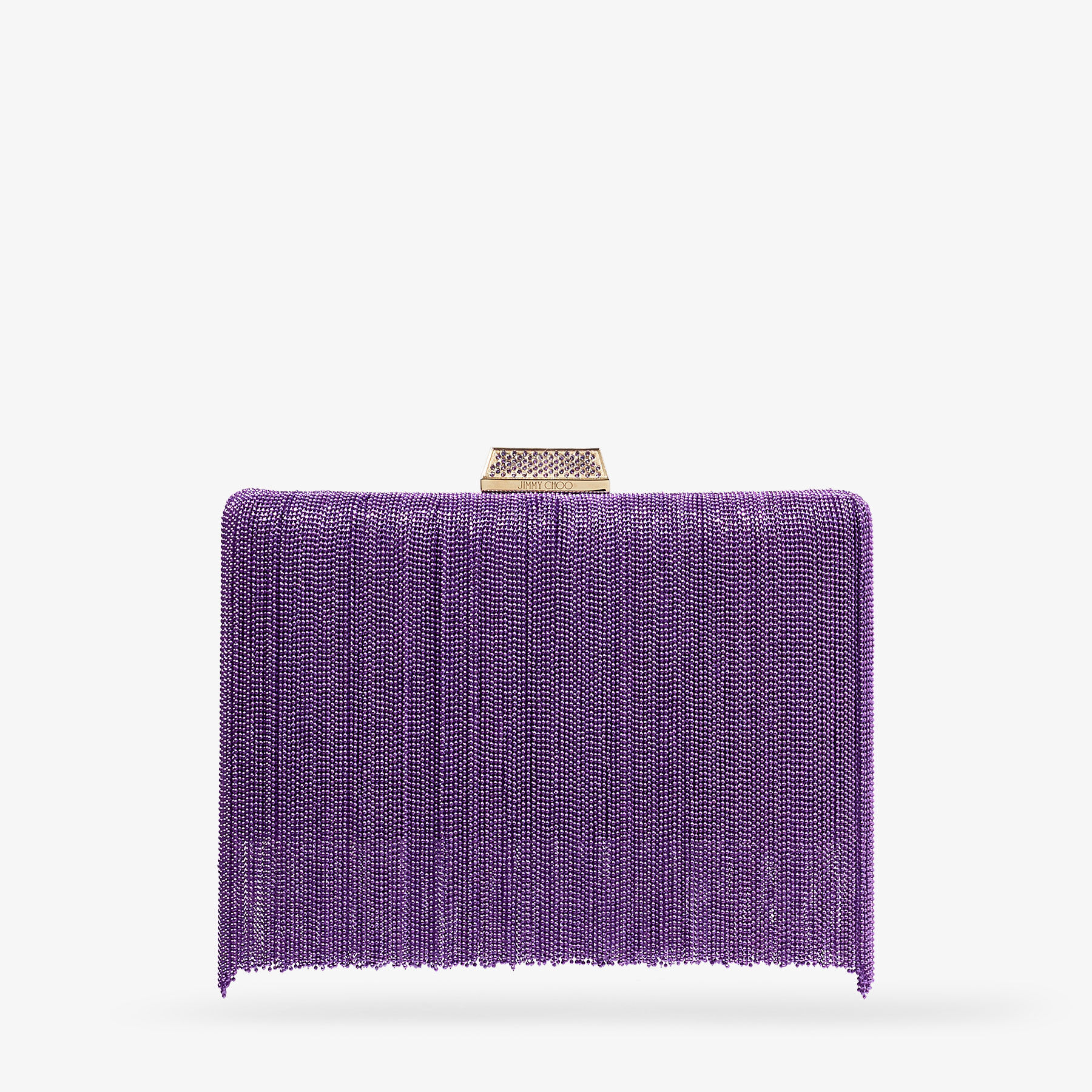 CLEMMIE Cassis Satin Clutch Bag with Chain Fringe Autumn