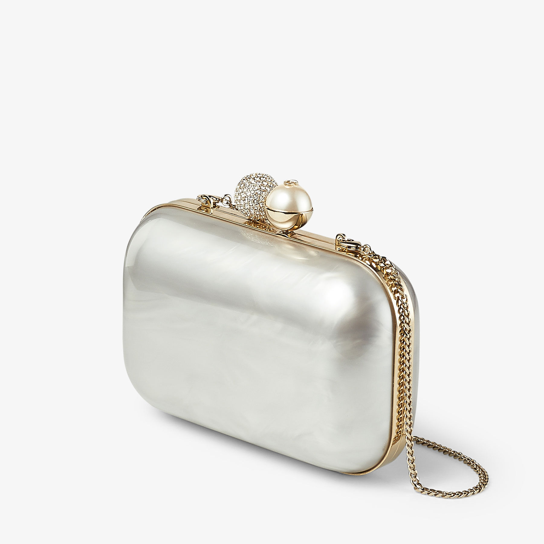 White Mother of Pearl Acrylic Purse with Faux Tortoise Chain | Clear Home  Design